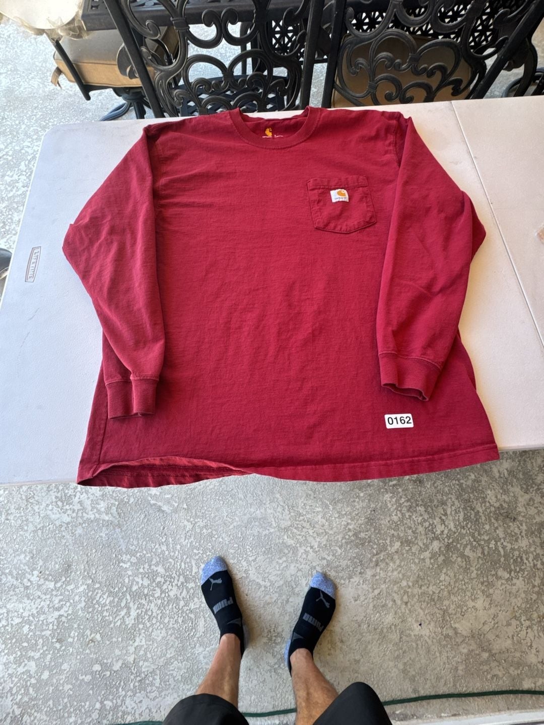 Carhartt Men's K126 Loose Fit Heavyweight Long Sleeve Pocket T-Shirt Red gallery