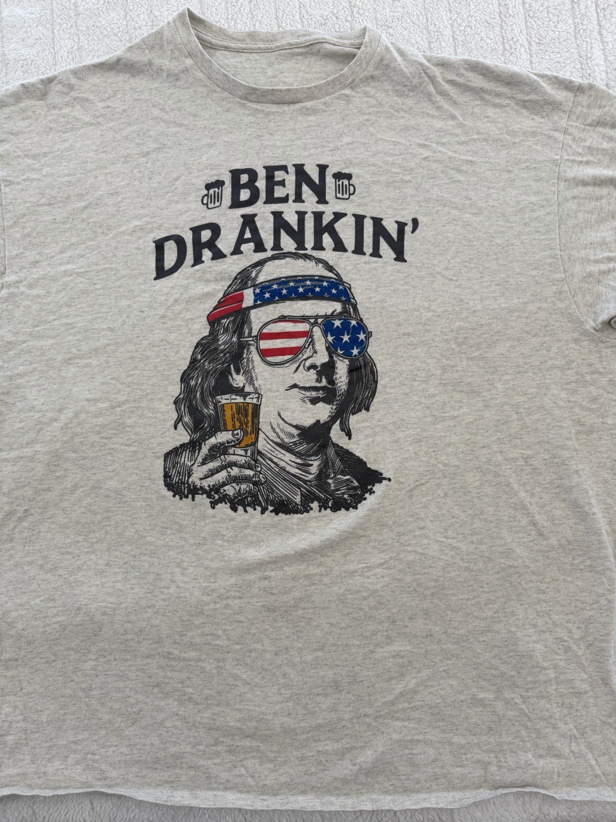 Ben Drankin’ Benjamin Franklin Graphic T-Shirt Beer Patriotic USA Tee 2XL gallery