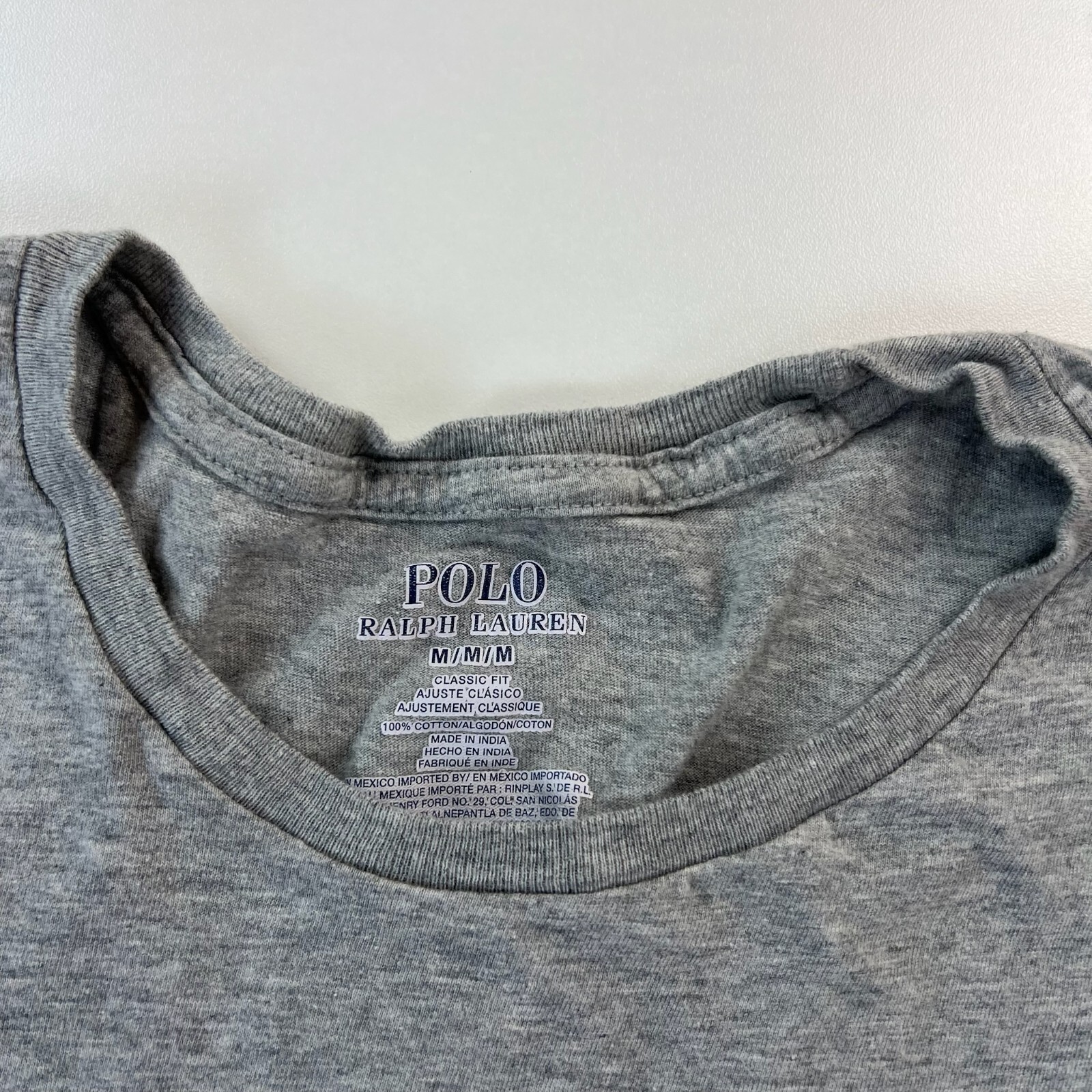 Polo Ralph Lauren Shirt Mens Medium Gray Crew Neck Classic Fit Pony Preppy gallery