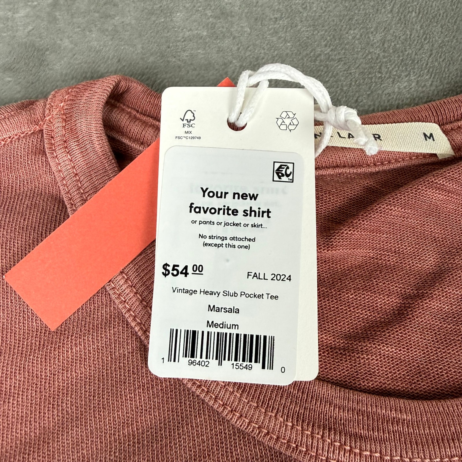 Marine Layer Vintage Heavy Slub Pocket Tee Mens Medium Marsala Red Soft $54 NWT gallery
