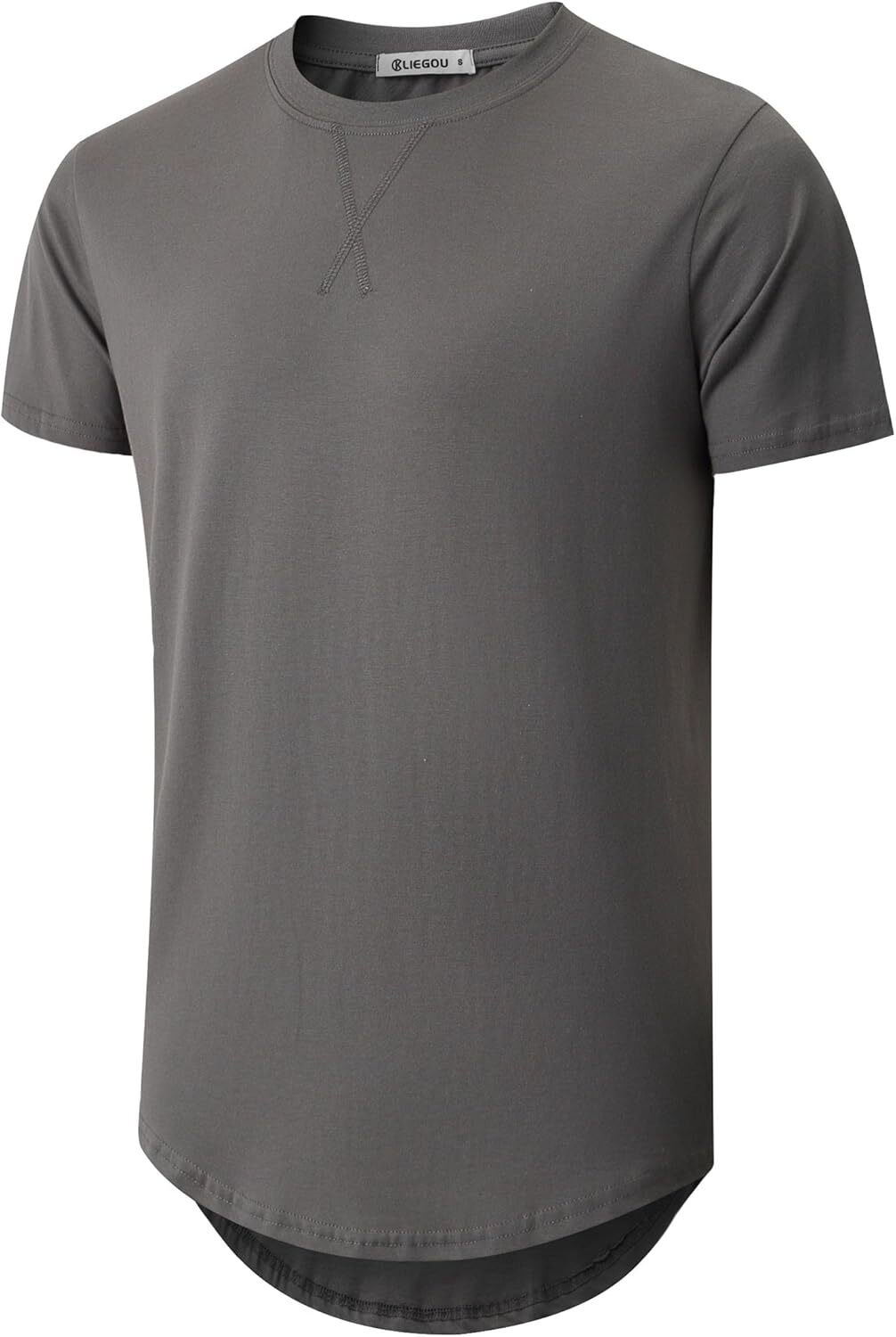 Mens 100% Cotton Pre-Shrunk Longline Crewneck T-Shirt Hip Hop Urban Style S-4XL gallery