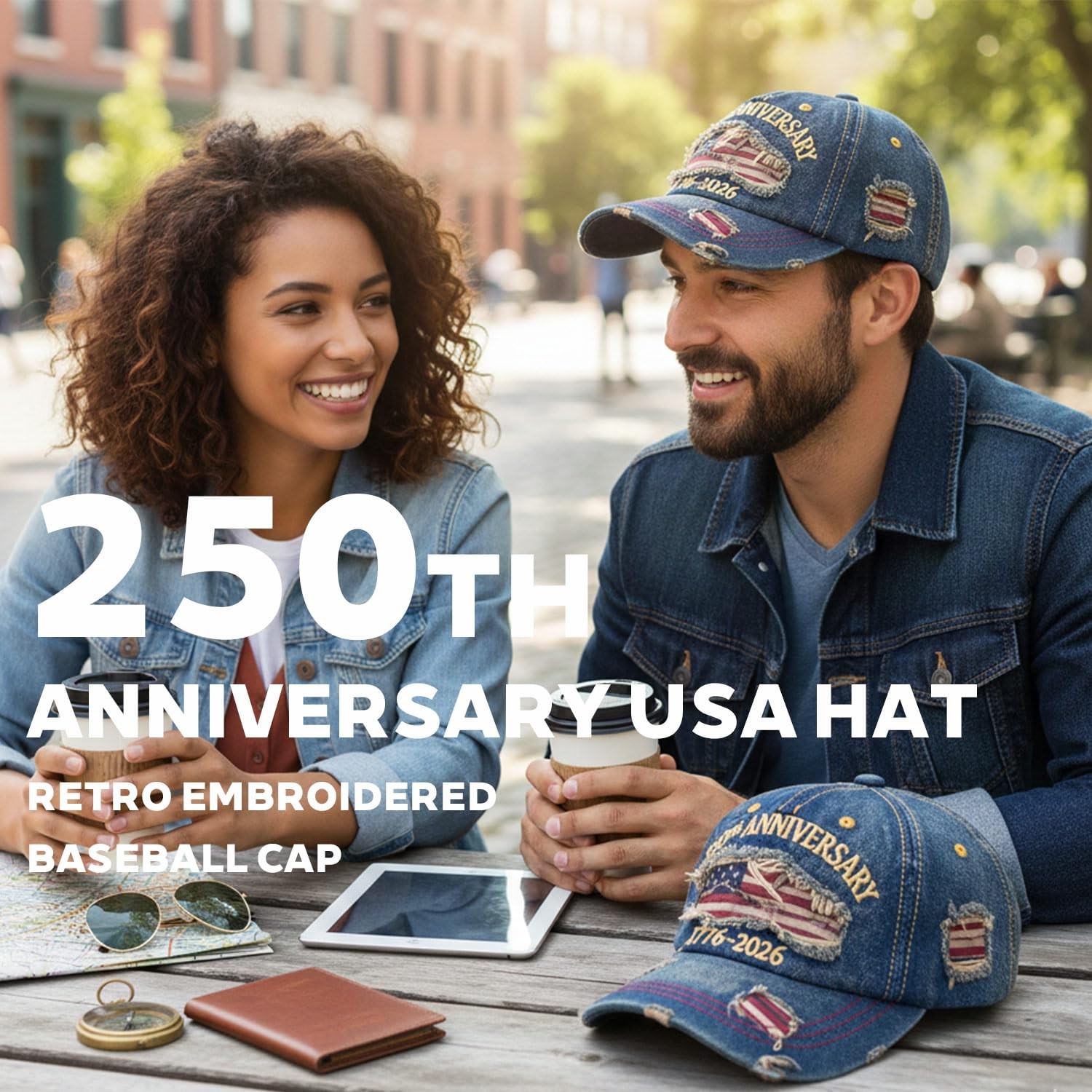 250 Anniversary USA Hat - Retro Embroidered America 250 Hat, Patriotic Adjust... gallery