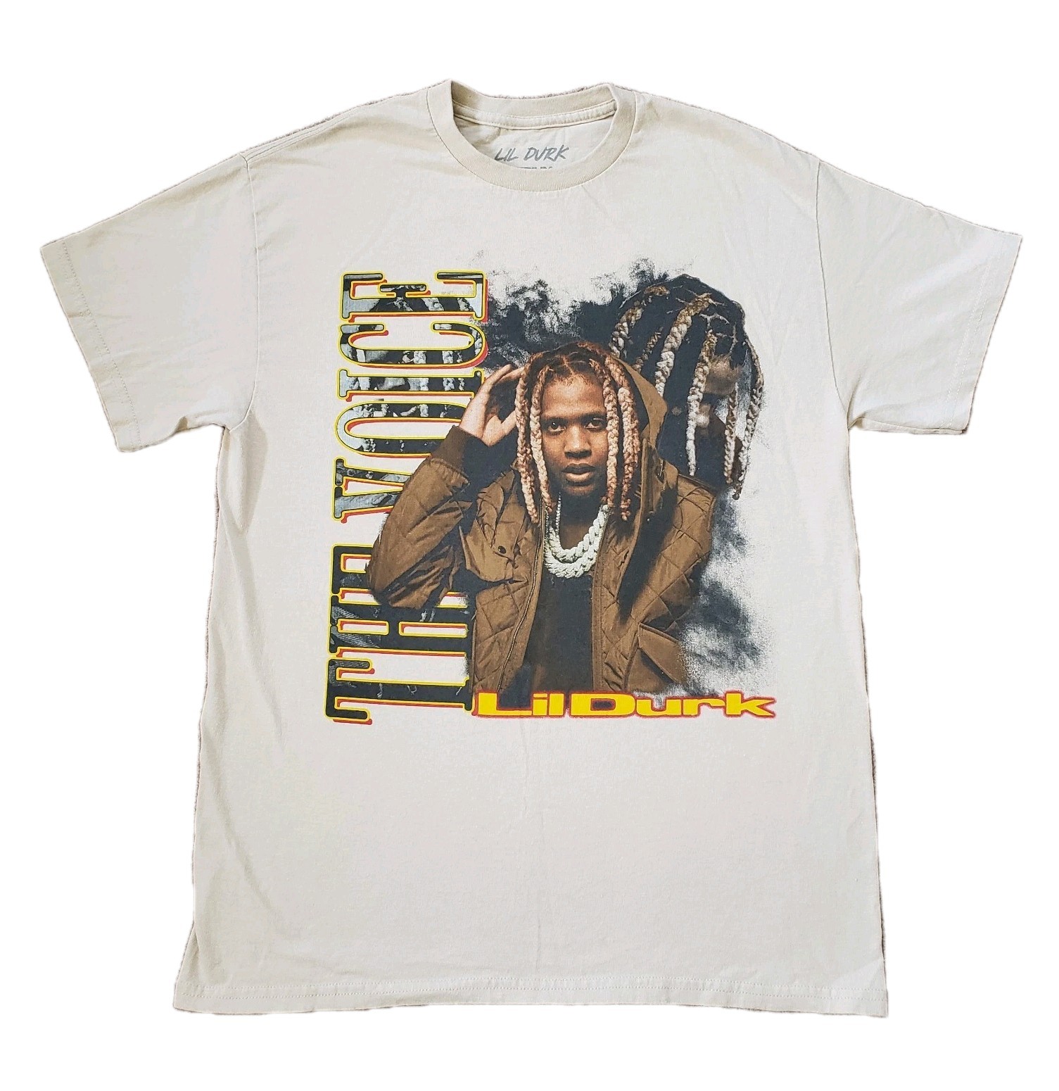 Lil Durk The Voice Rap Tee Sz Medium Mens Light Brown T-Shirt OTF Official Merch