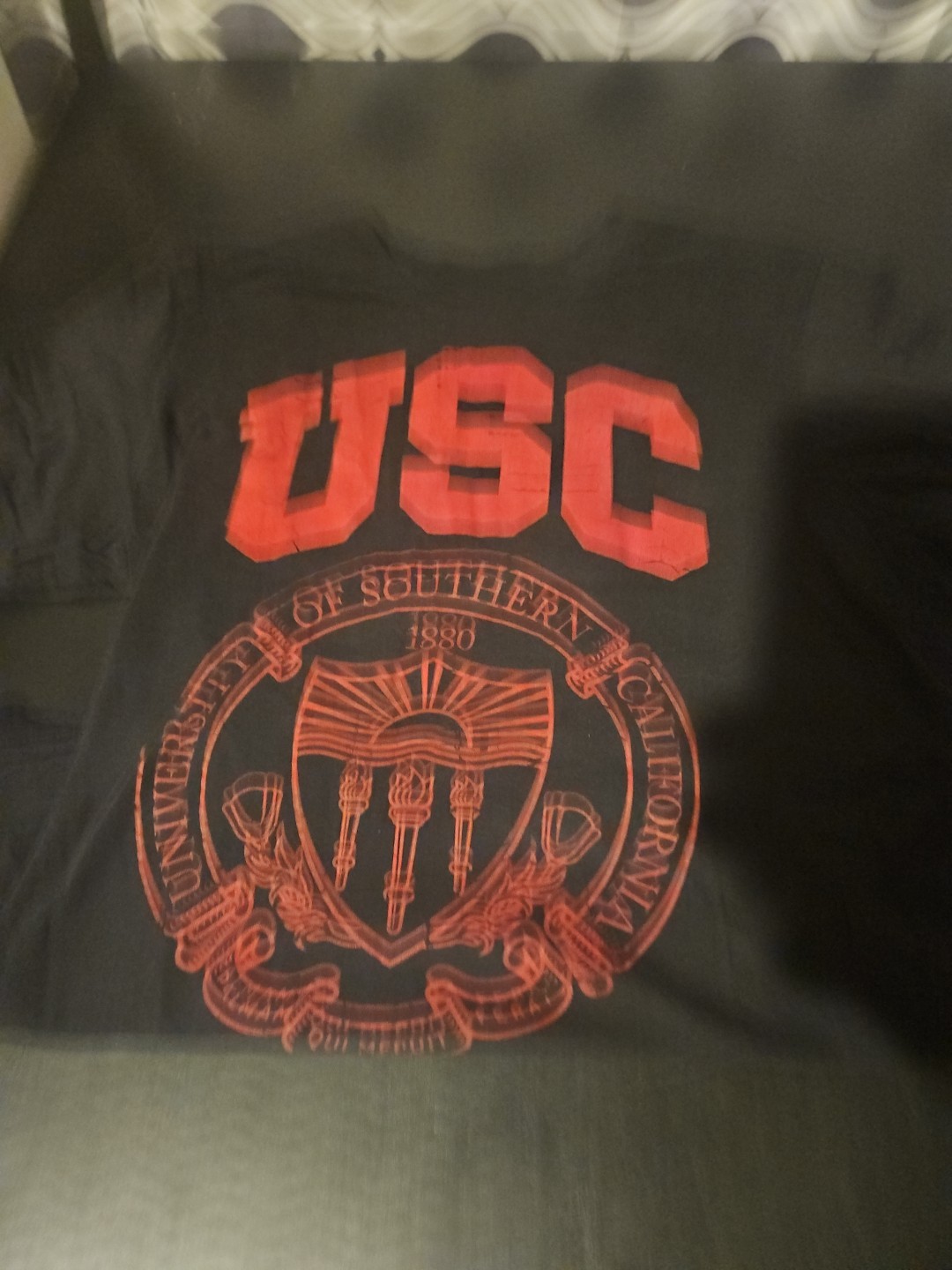 U.S.C. Black Tee W/Logo On Front In Red Size Medium see description please . gallery