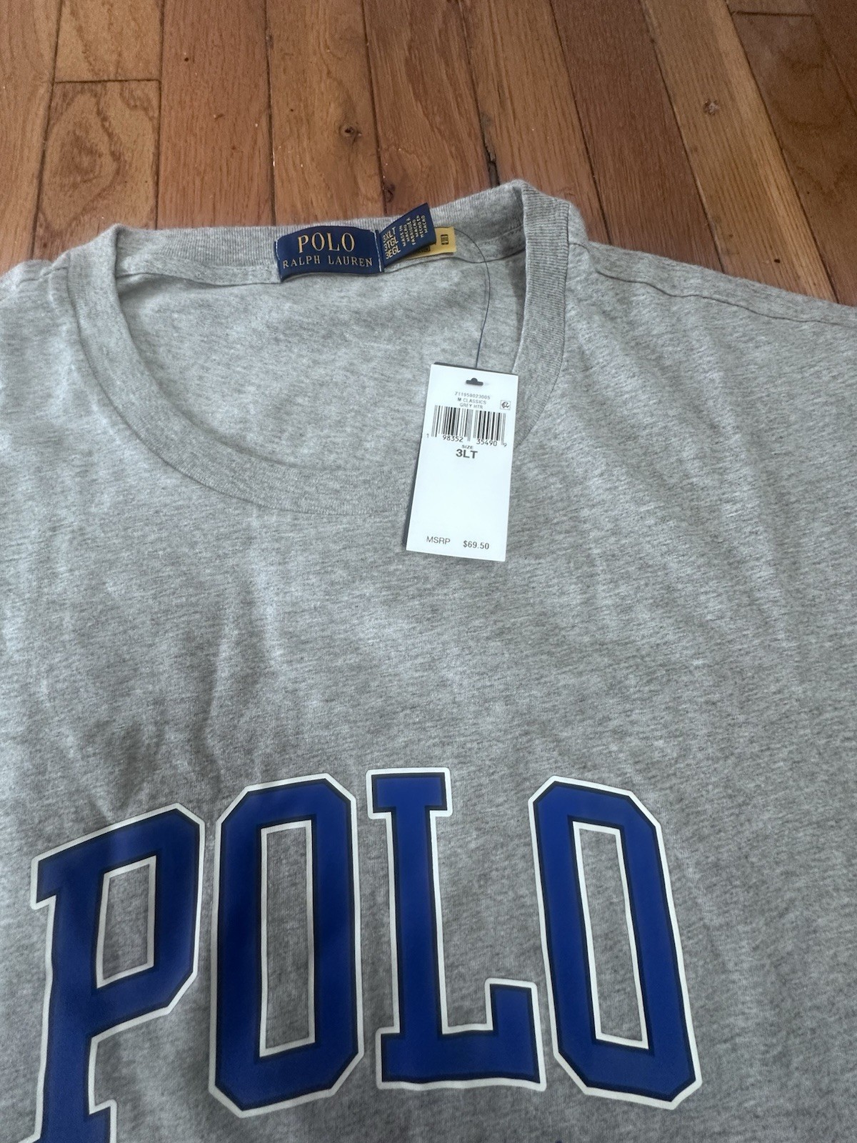 NWT Polo Ralph Lauren 3LT 3XL Tall Logo Basic Cotton Tee Tshirt Grey gallery