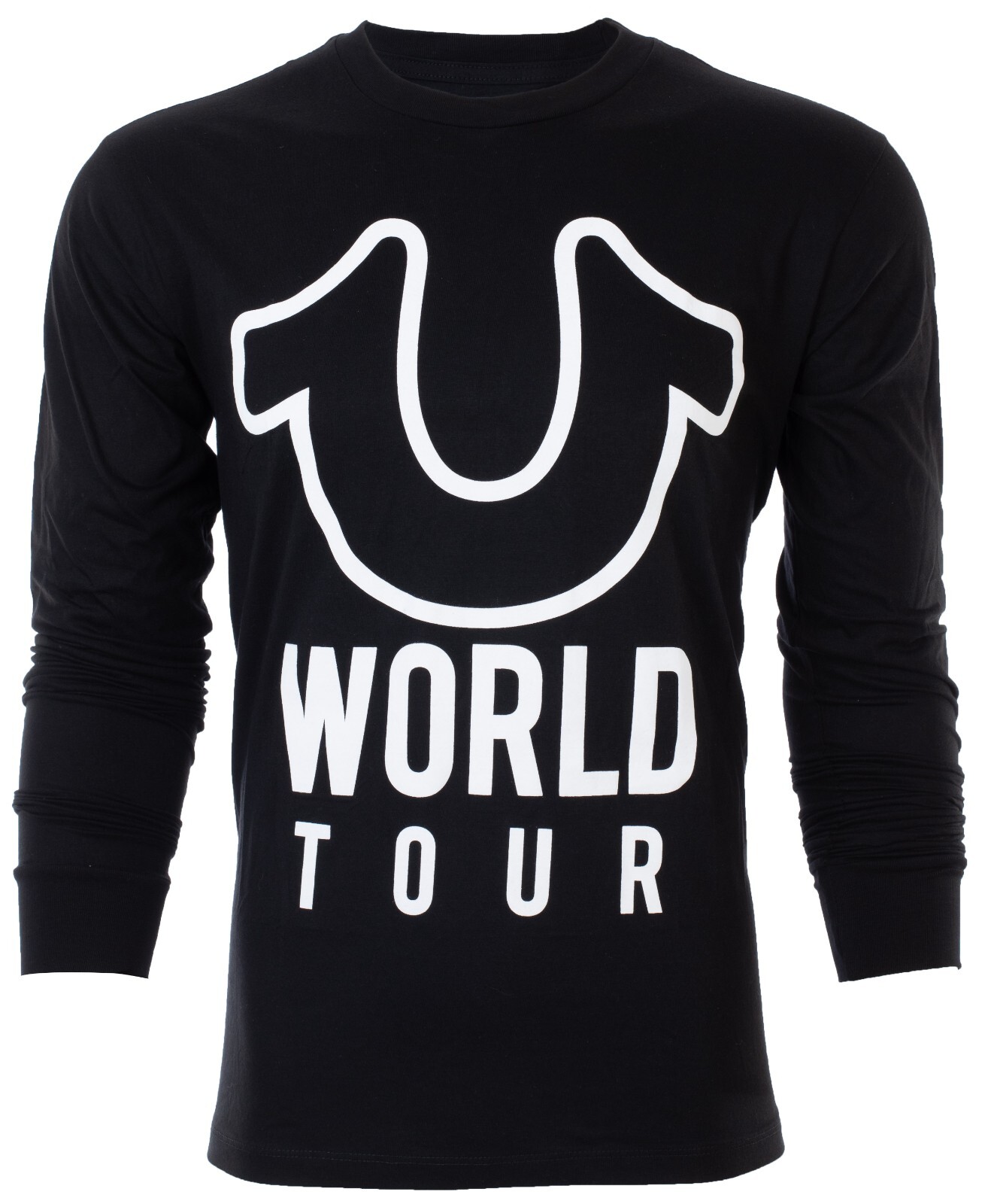 $79 TRUE RELIGION Black White WORLD TOUR Long Sleeve Designer Graphic T-shirt gallery