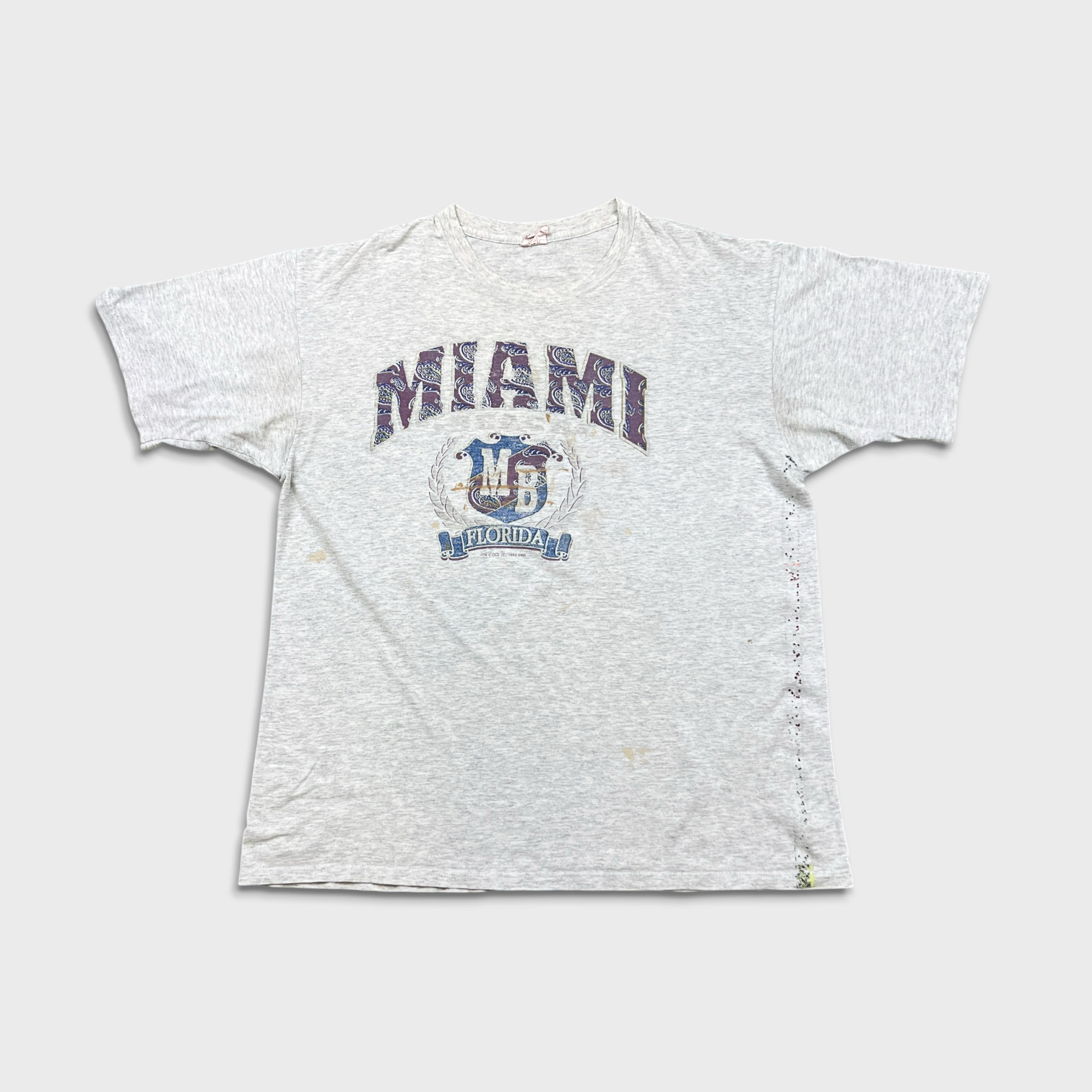 Vintage 1992 Joe Cool Miami Florida T Shirt Mens XL Gray Faded Graphic Tee