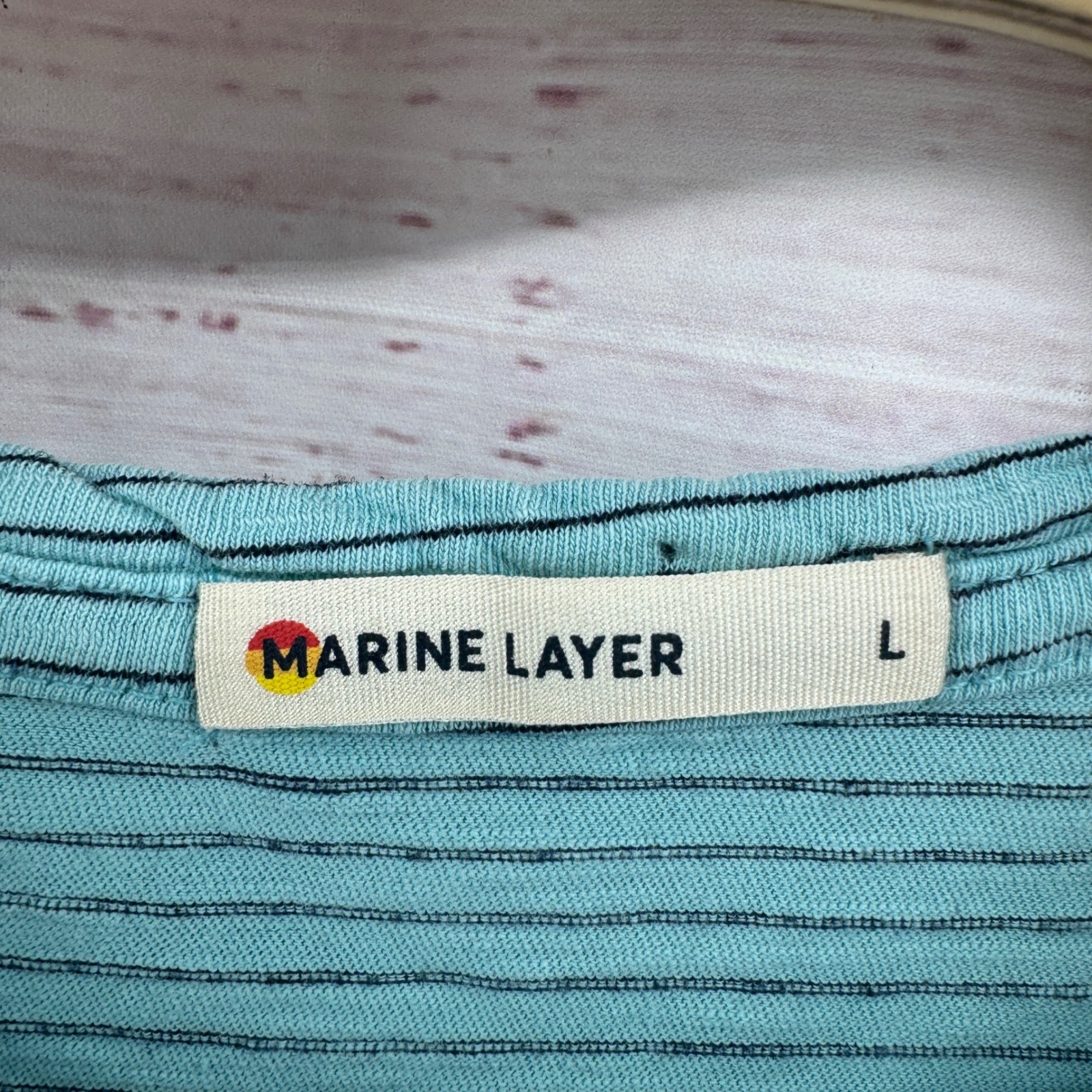 Marine Layer Shirt Mens Large Striped Short Sleeve Pocket Crewneck Casual Preppy gallery