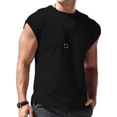 Mens Casual Sleeveless T-Shirt Solid Color Vest Tank Tops for Vacation Travel