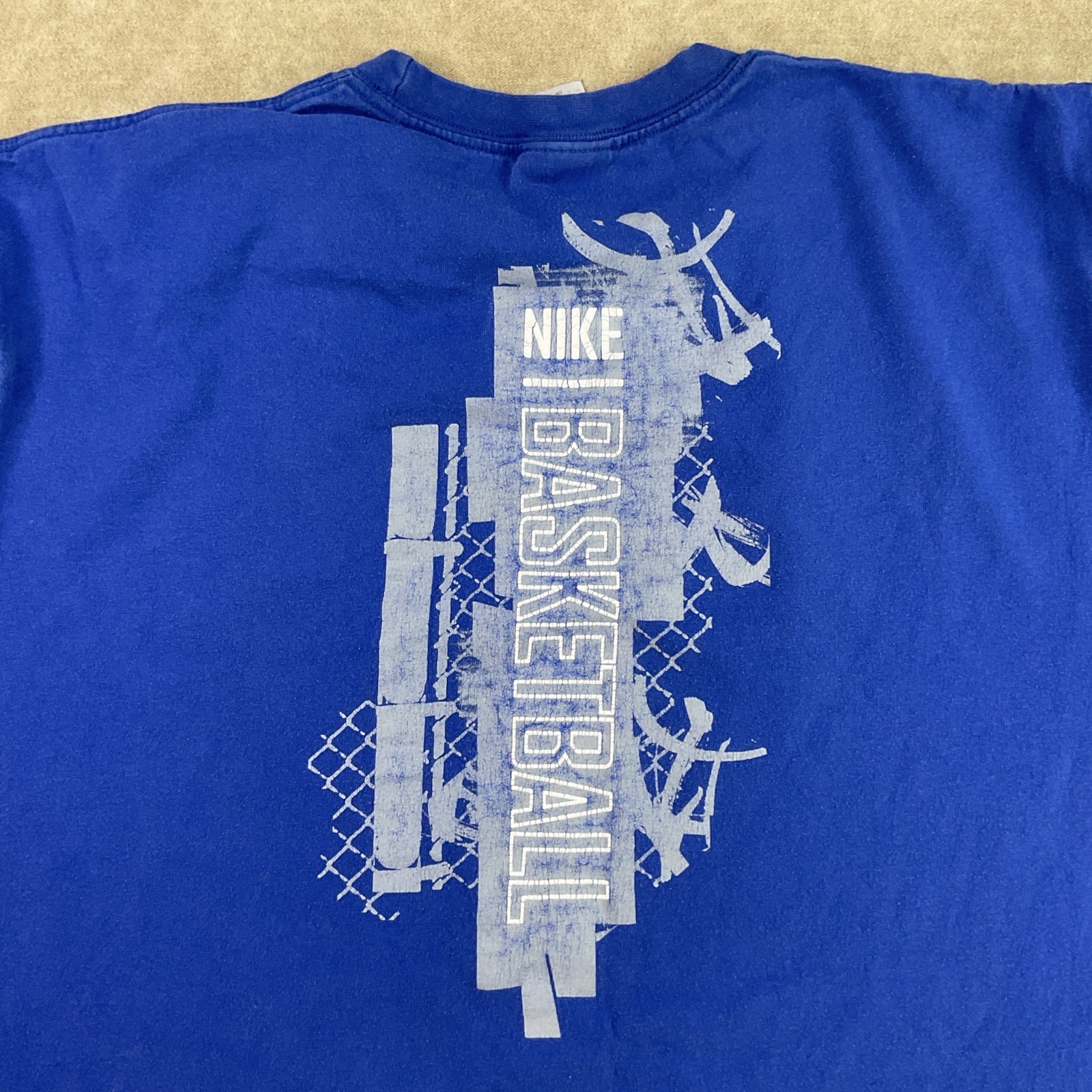 Vintage Nike T-Shirt Men Sz L Basketball Court Y2K Distressed Blue Crewneck gallery