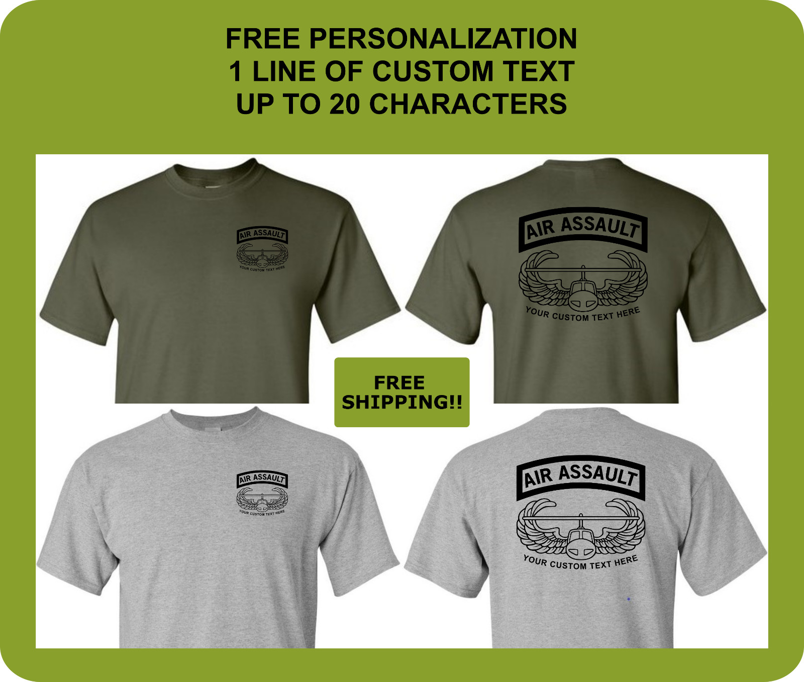 US ARMY Air Assault Shirt, Custom Performance Shirt, US Army Shirt