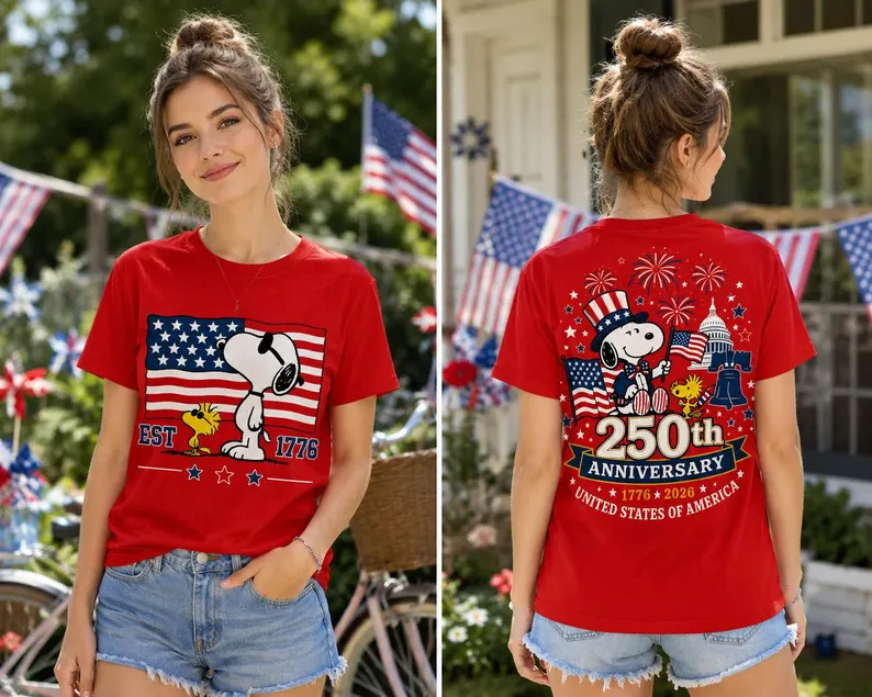 Snoopy America 250th Anniversary Patriotic 1776-2026 Graphic Tee gallery