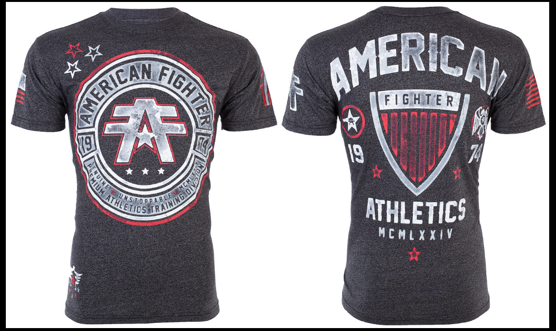 AMERICAN FIGHTER Heather Black CUMBERLAND Athletic Graphic T-shirt NWT gallery