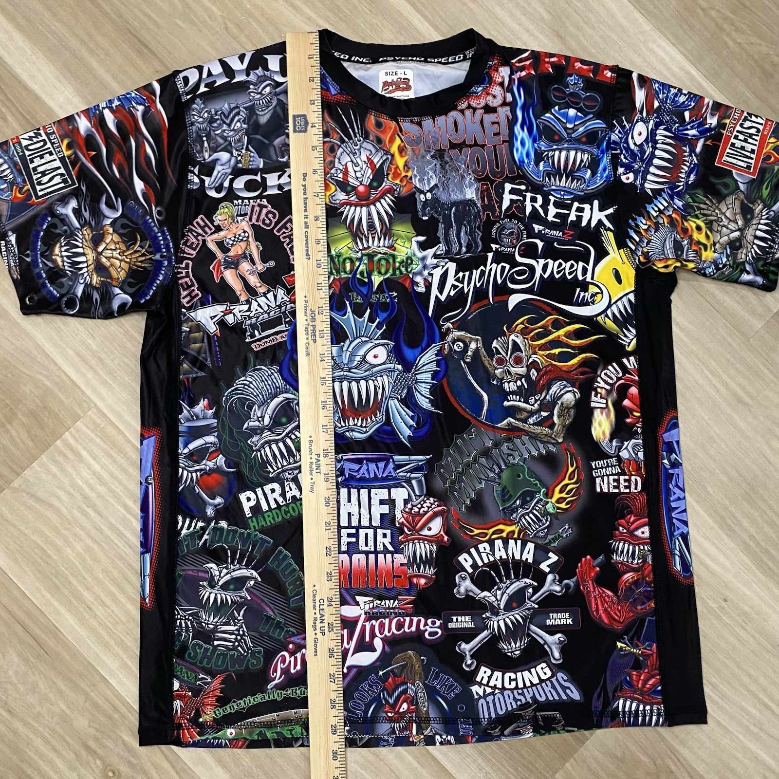 Psycho Speed Inc Piraniaz Racing Punk Men’s Shirt Large Multi Color gallery
