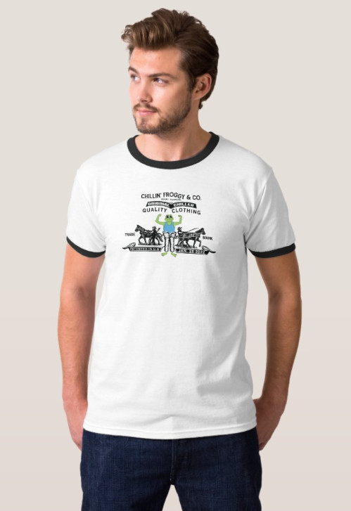 Chillin' Froggy Vintage Two Horse Logo Parody of the Jeans Brand Ringer T-Shirt gallery