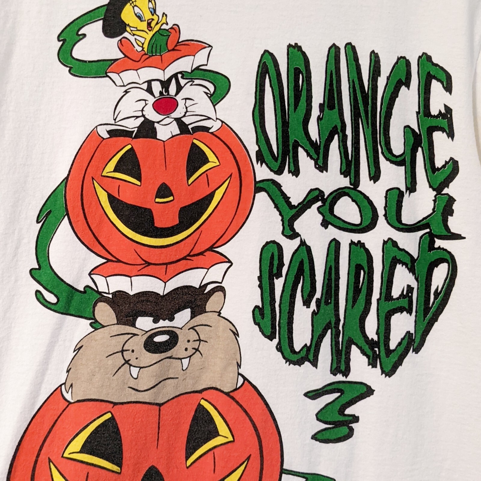 Vintage Looney Tunes Orange You Scared 1998 Graphic Tee Single Stitch Rare Size gallery