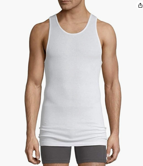 Stafford Mens Dry + Cool A-Shirt | Long Tall White Tank Top Undershirt | 4-Pack gallery