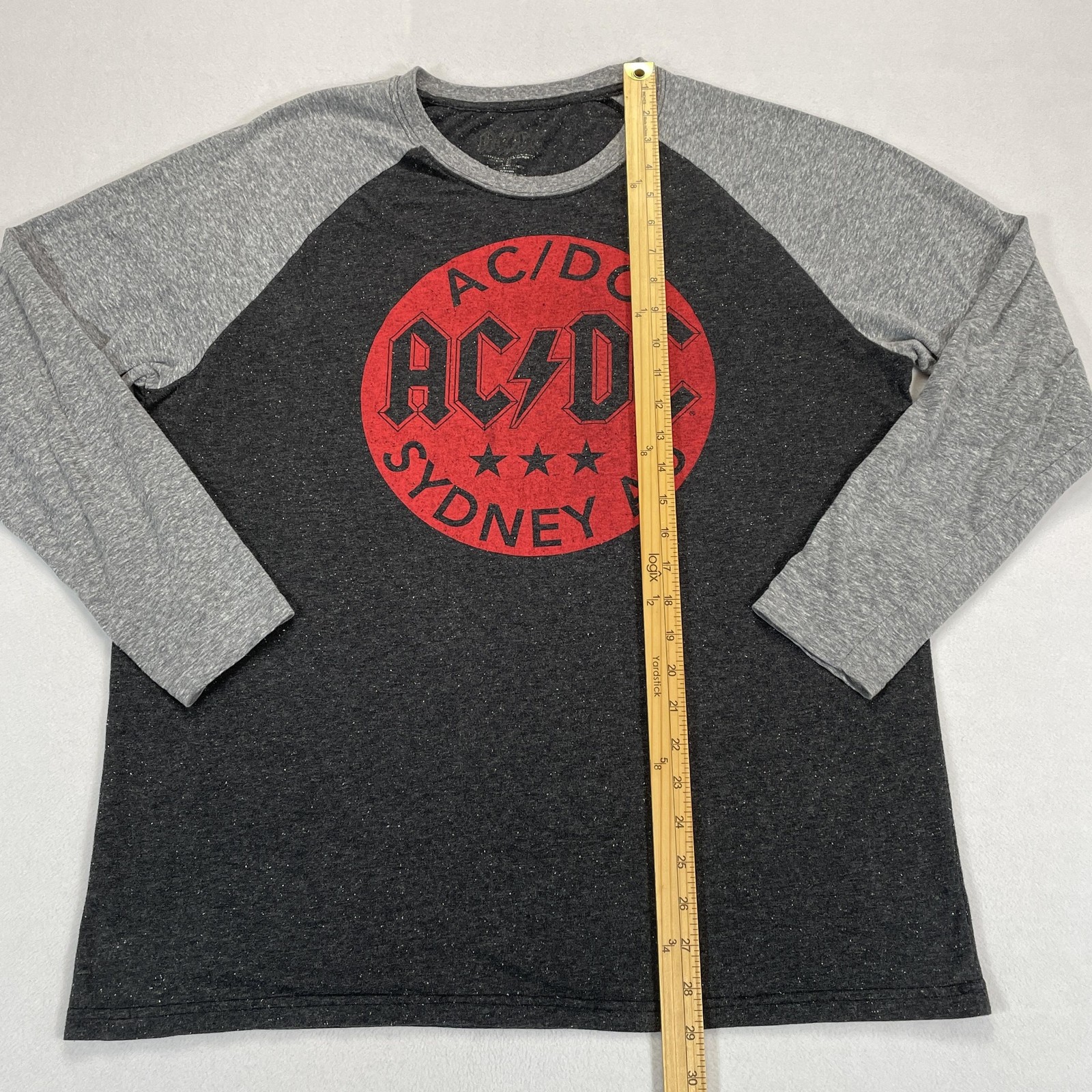 AC/DC Sydney AU Shirt Mens XL Gray Long Sleeve Raglan Graphic Rock Band Tee gallery