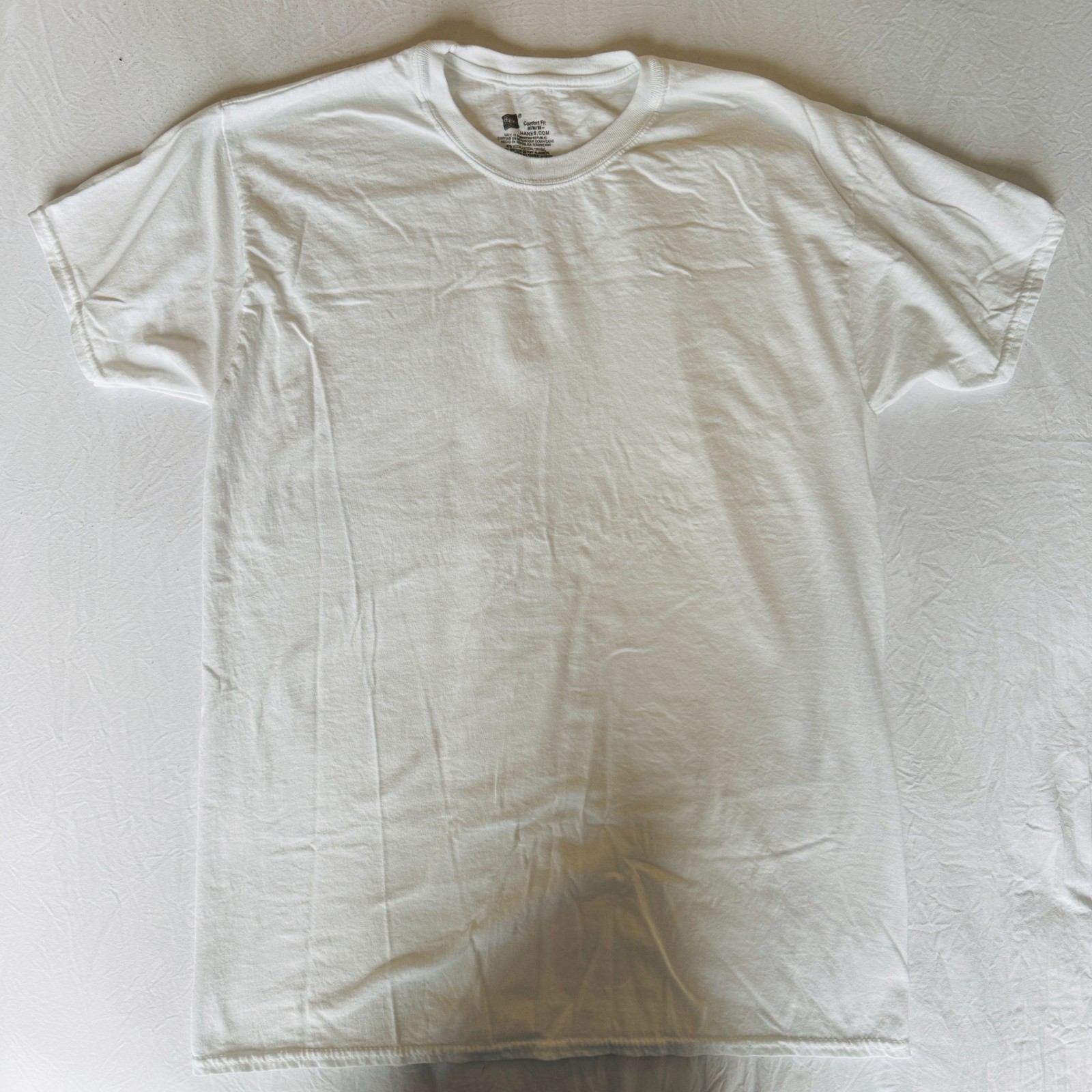 HANES COMFORT CLASSIC SLIM FIT CREW T-SHIRT WORKOUT GYM USED WHITE SIZE MEDIUM gallery
