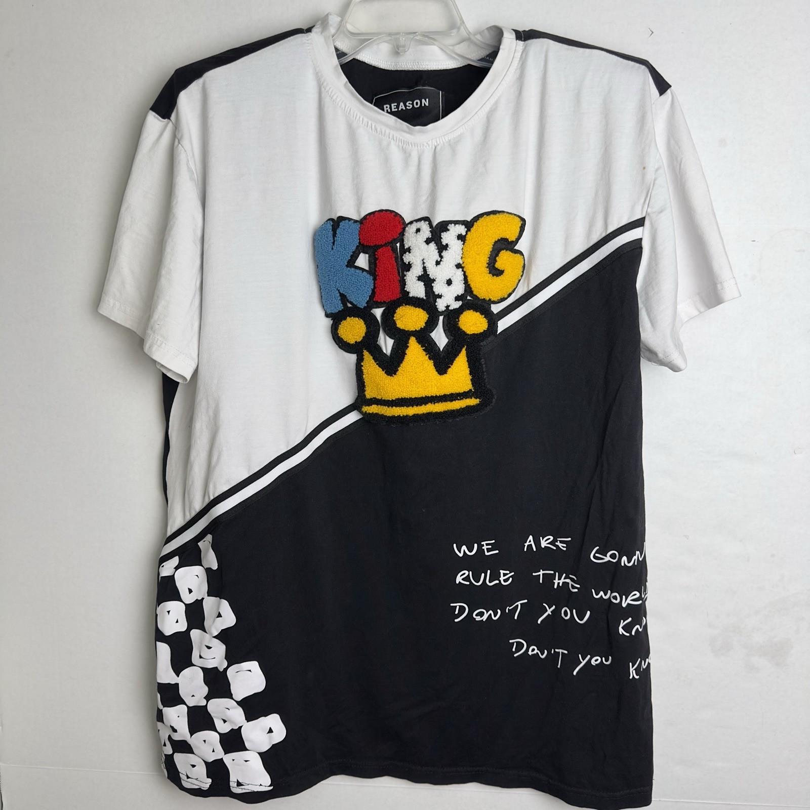 Reason Men’s 2XL King Crown Rule The World Graphic Jersey Fuzzy Patch *Read gallery
