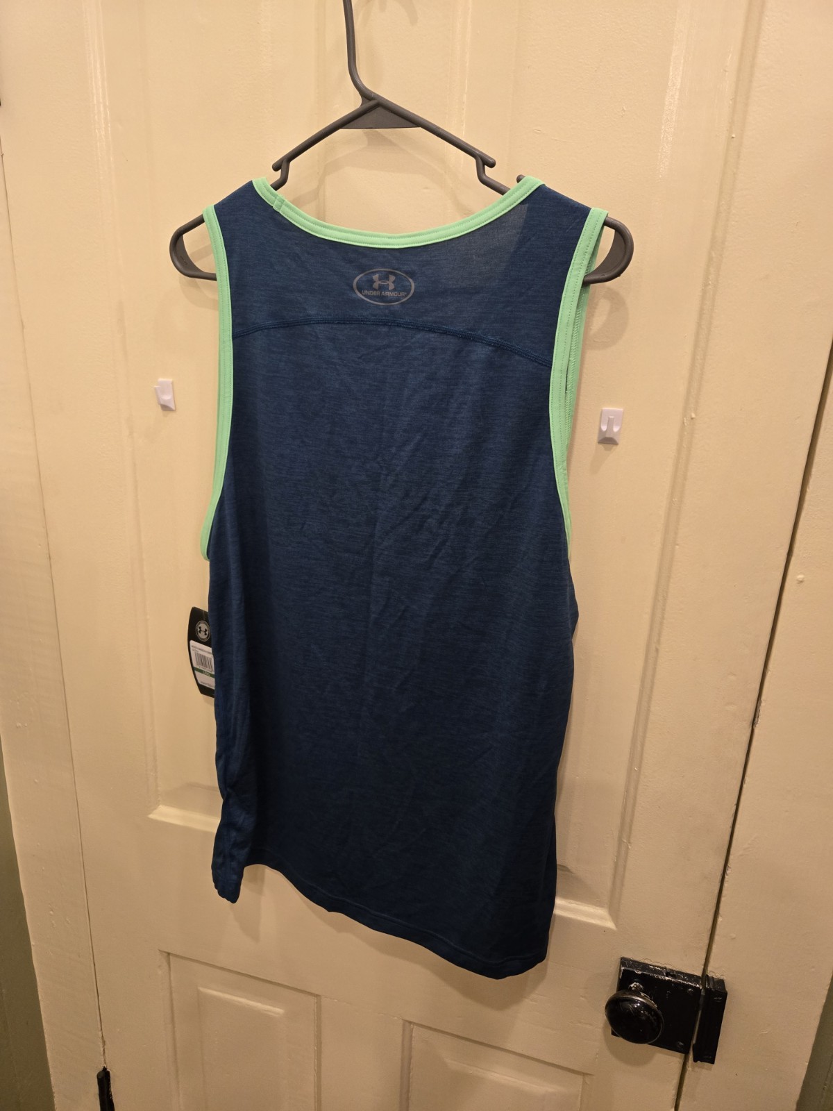 Sz L Under Armour Tech Tank HeatGear Dark Teal/Green Sleeveless Workout Shirt gallery