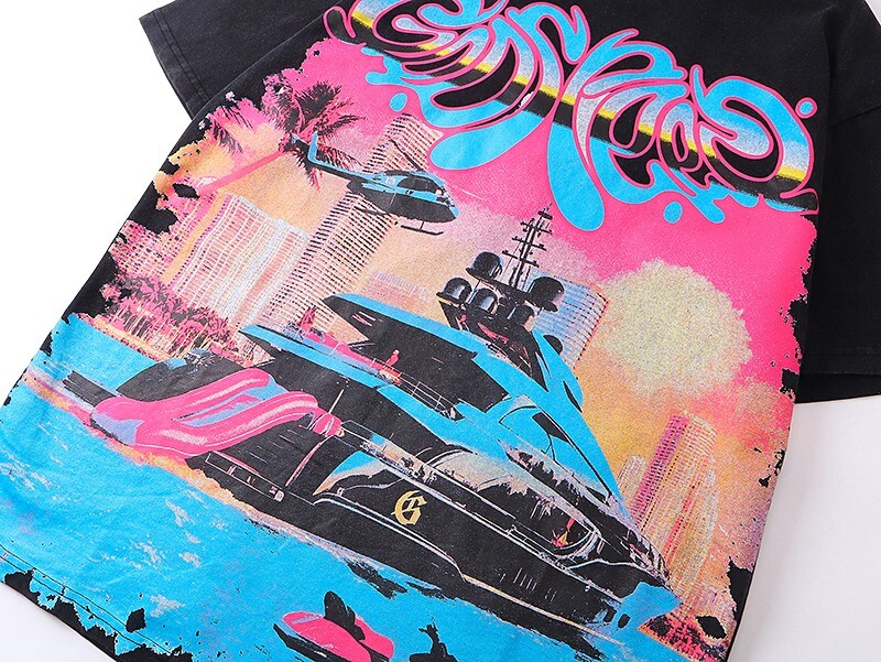 NEW Godspeed Sunset Beach Yacht print Tee Mens Short sleeved T-shirt gallery