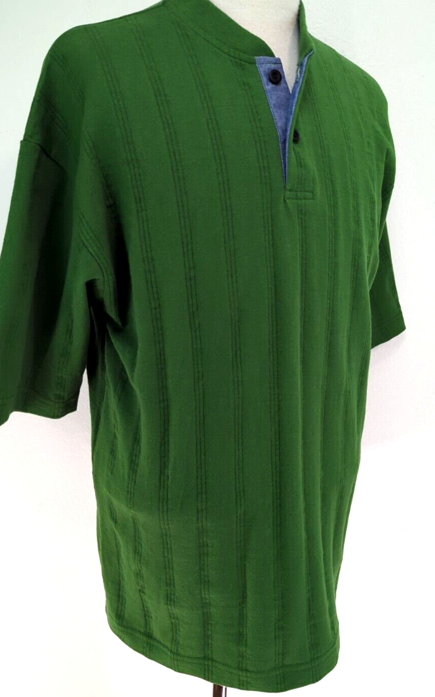 VTG 80s 90s COLUMBIAKNIT Henley T-Shirt Men's Size M Green Ribbed USA MADE ~NEW* gallery
