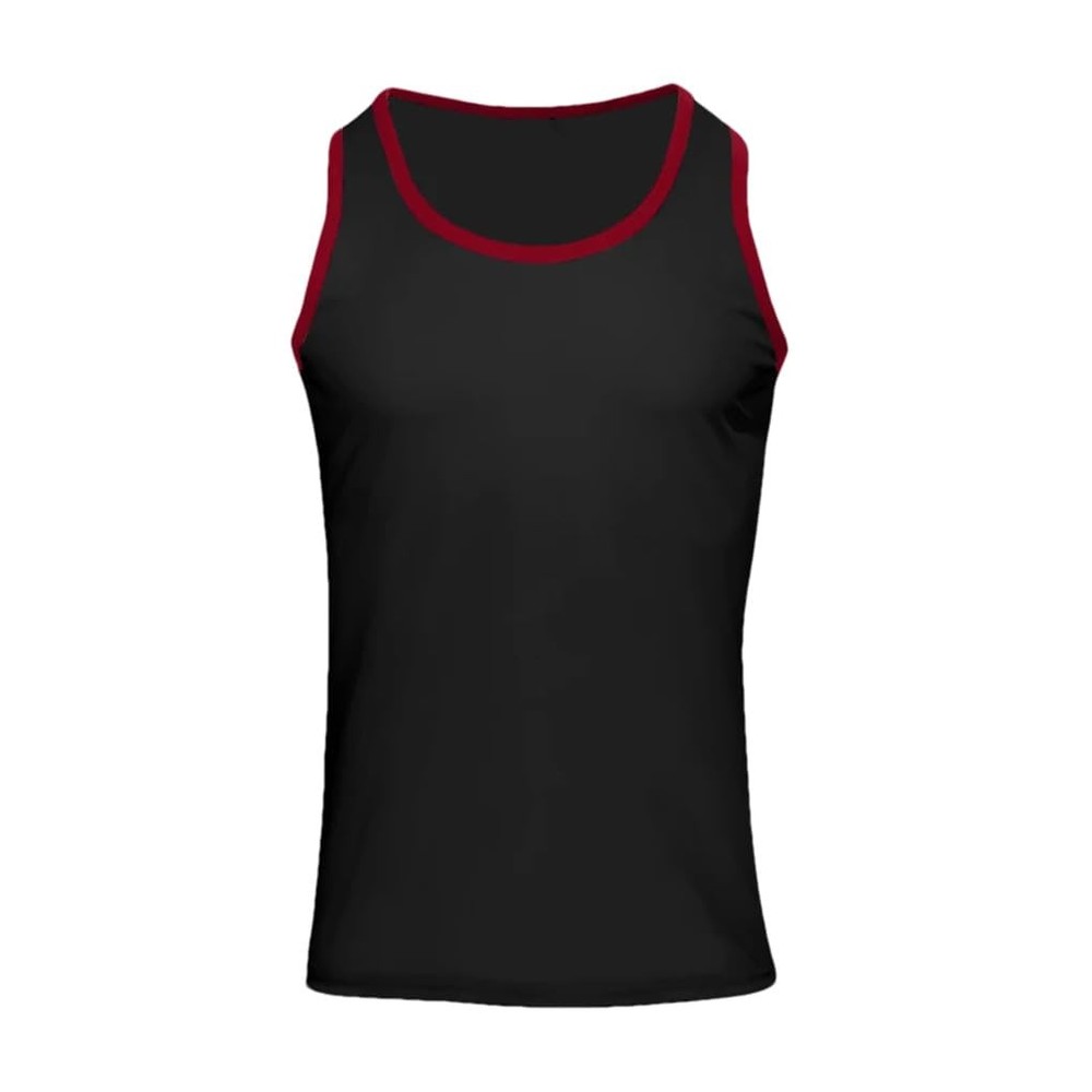 Generic Men’s Round Neck Contrasting Splicing Slim Fit Sports Tank Top Black XXL