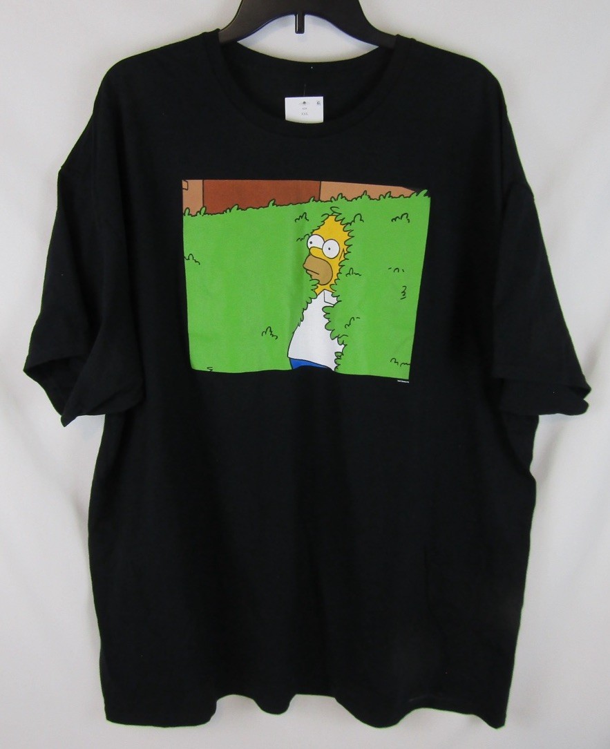 Mens Homer Simpson Backing Into Bushes T Shirt-Size XXL-Black-20th Century Fox