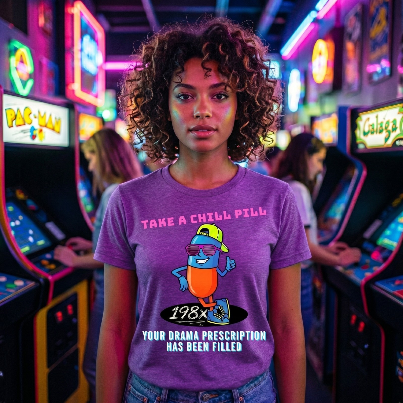 Take A Chill Pill T-Shirt 1980s Retro Graphic Tee Drama Prescription Funny Shirt gallery