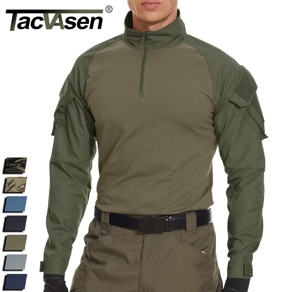 Men’s Tactical Shirt Long Sleeve Ripstop Work 1/4 Zip Training Quick Dry Shirts