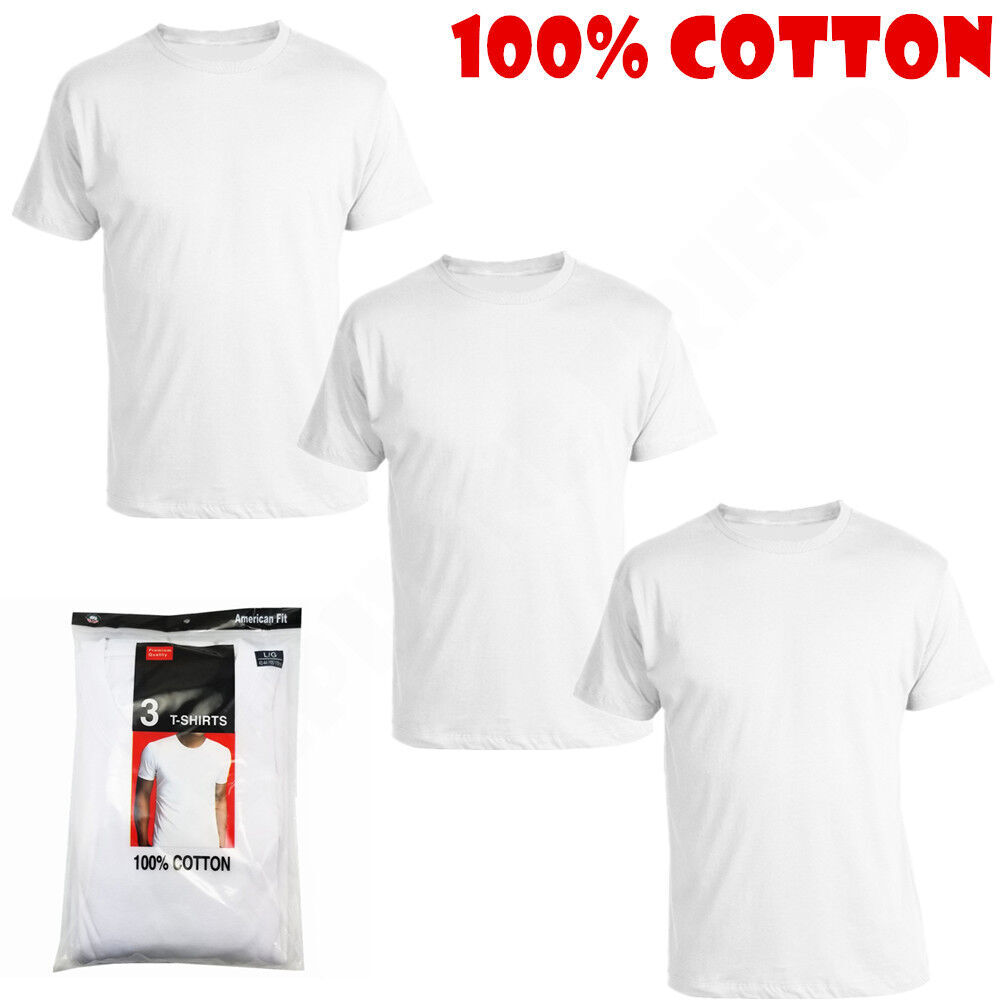 3-Pack Men’s Black/White 100% Cotton Crew Neck T-Shirts “Tagless ~ Undershirt”
