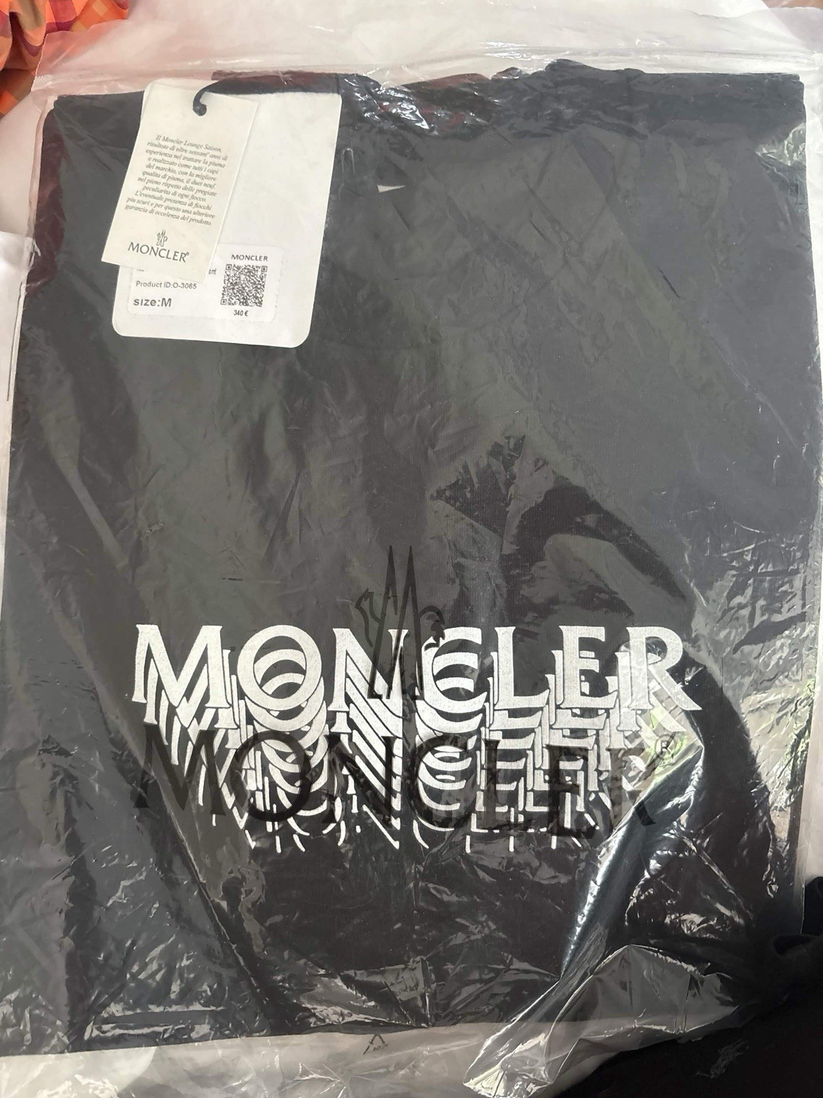 Moncler Logo-Flocked Appliquéd Cotton-Jersey T-Shirt Black, Size M gallery