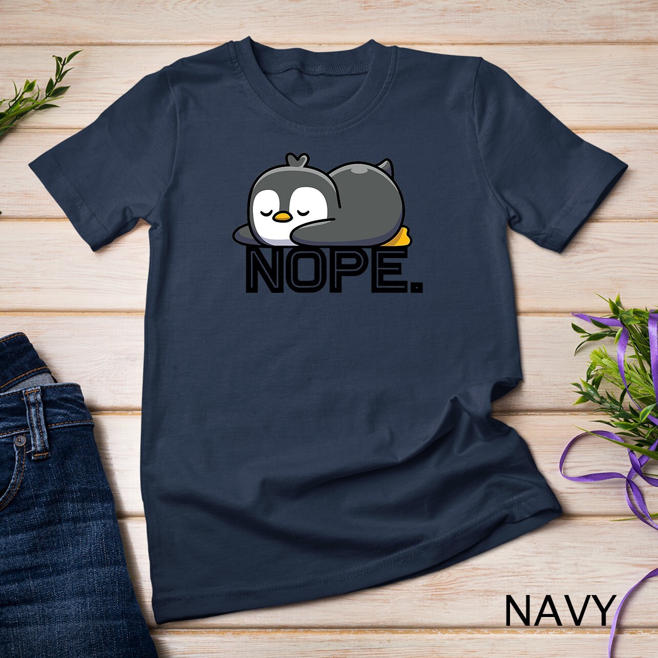 Nope Not Today Lazy Penguin Lazy Animal Lover Cute Gift T-Shirt Unisex T-shirt gallery