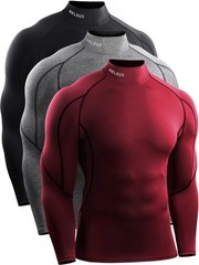 NELEUS Men’s Compression Shirts Dry Fit Long Sleeve Mock Neck Shirts,3 Pack,5…