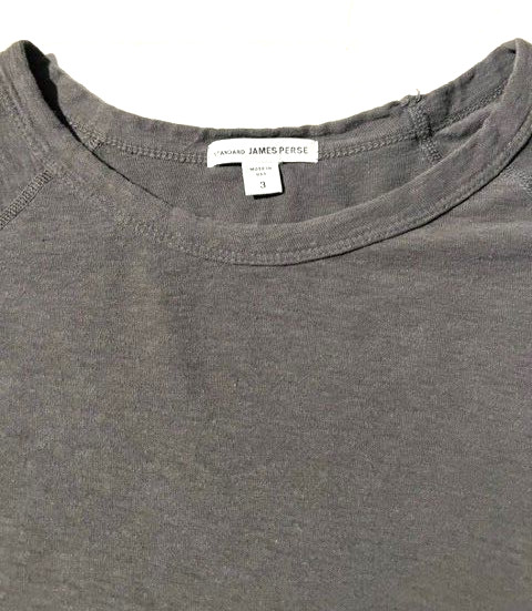 JAMES PERSE Standard Mens Charcoal Grey Cotton L/S Tee T-shirt sz 3 L Made USA gallery