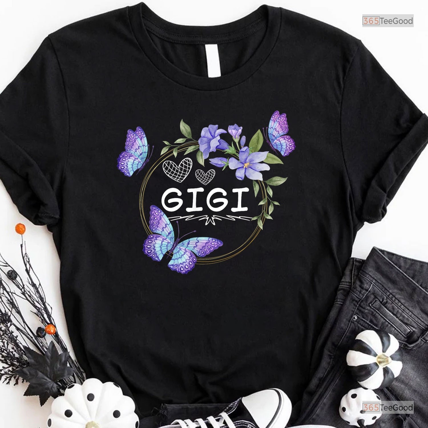 Gigi Butterfly Mothers Day Shirt, Floral Gigi Grandma Women’s Gift T-Shirt