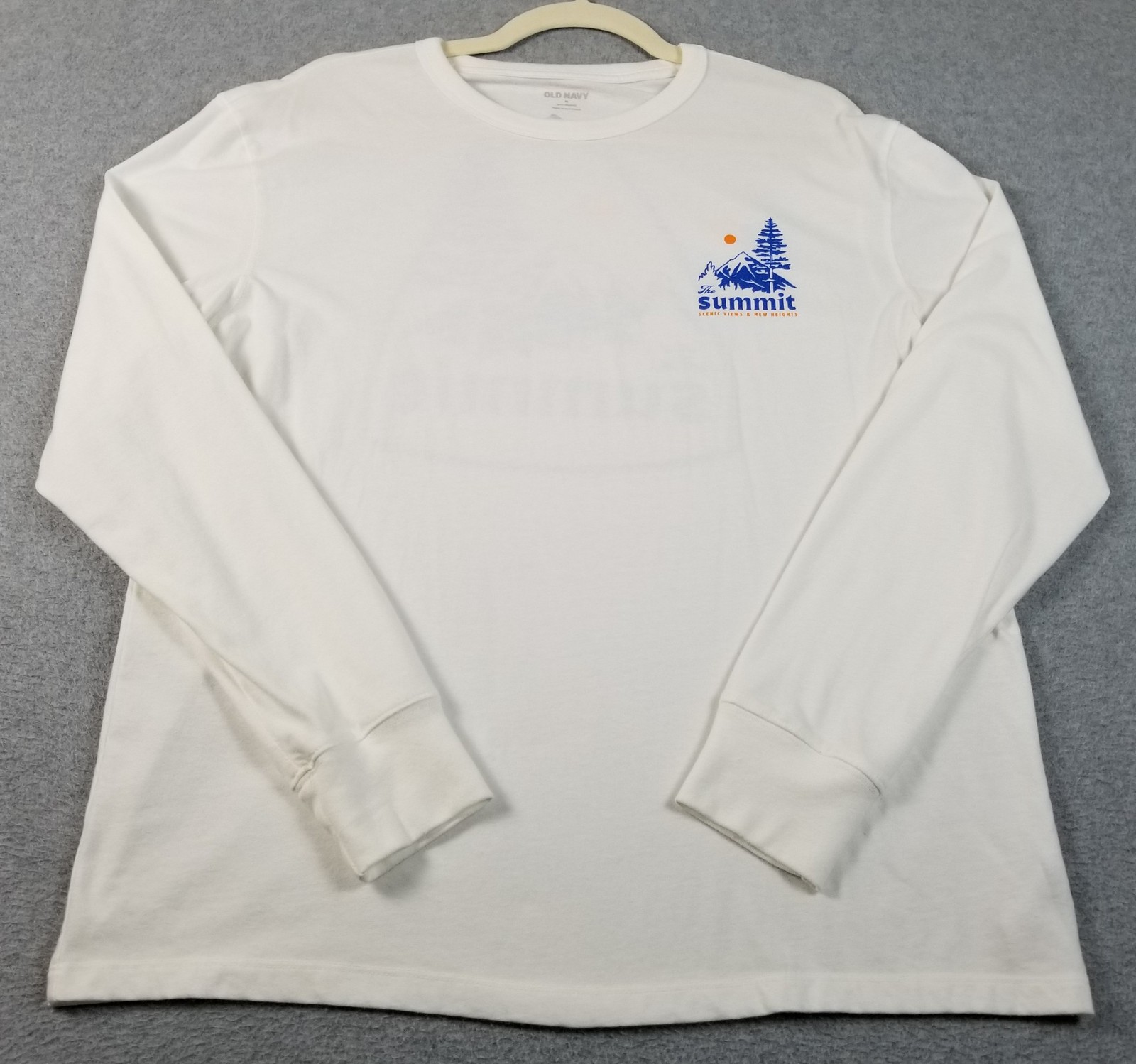 OLD NAVY T Shirt Mens Medium Blue White Summit Mountains Graphic Tee Long Sleeve