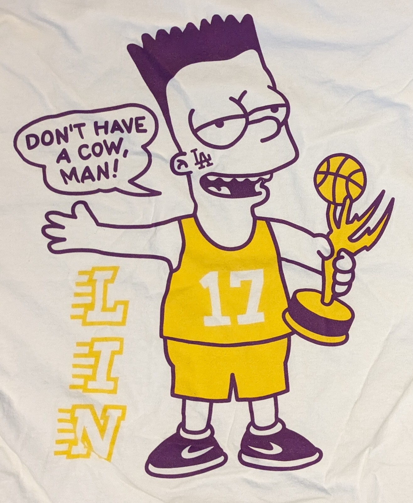Cookies Hoops Men's Bart Simpson LA Los Angeles Lakers Long Sleeve Shirt Size XL gallery