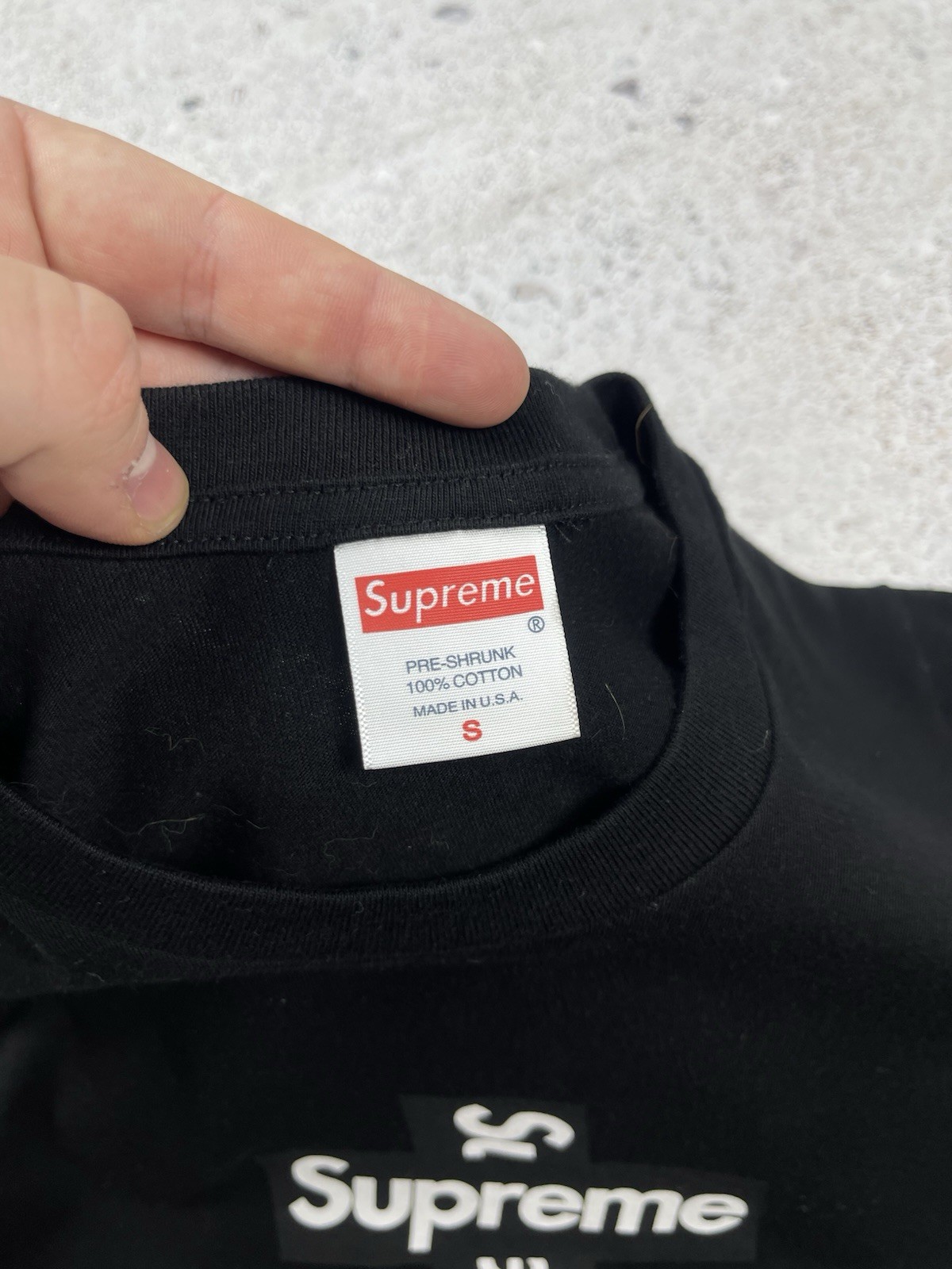 Supreme Cross Box Logo Black Tee Shirt AW20 Made in USA Men Size S gallery