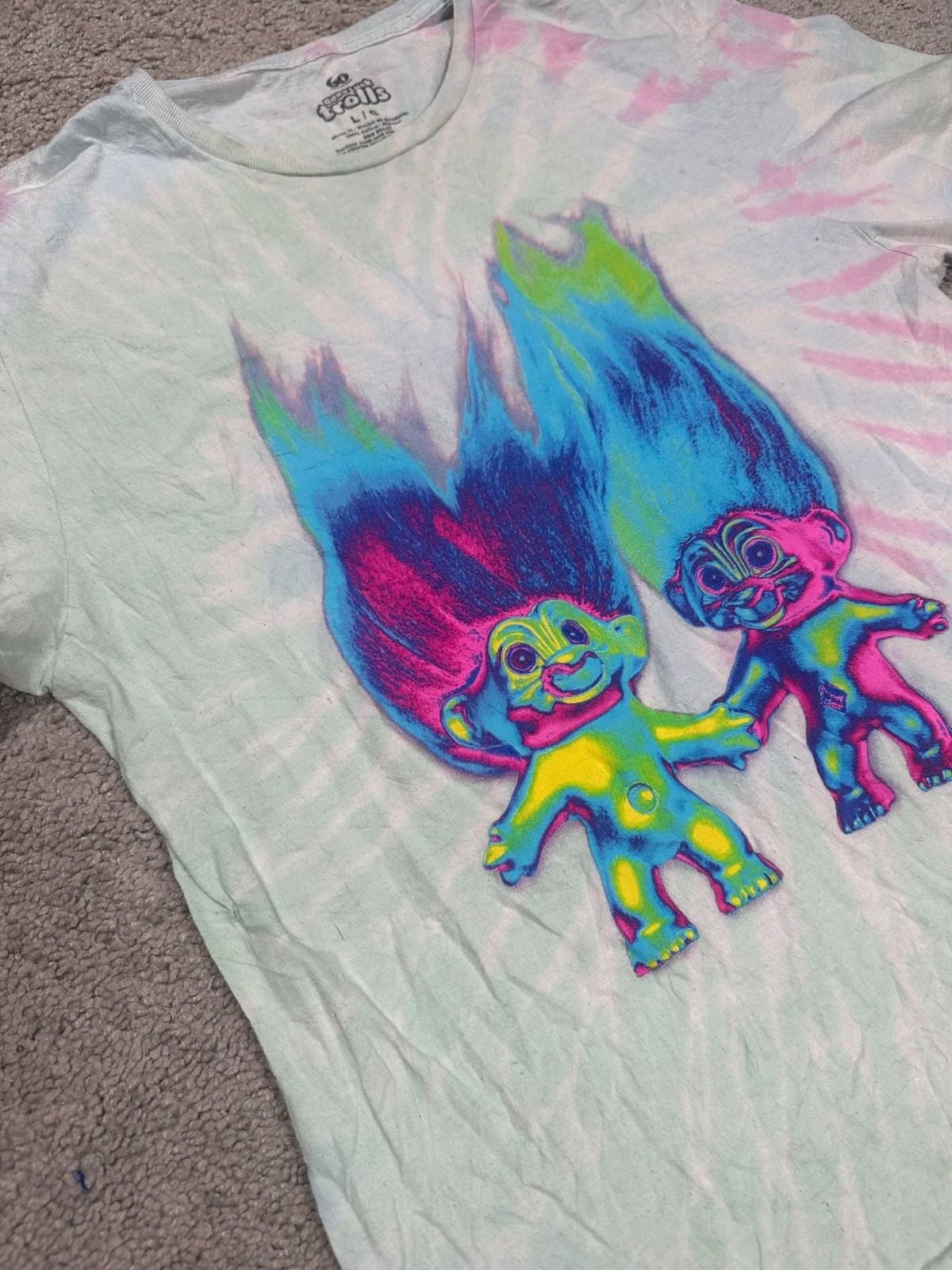Good Luck Trolls 60th Anniversary Tie Dye T-Shirt Size L/G gallery