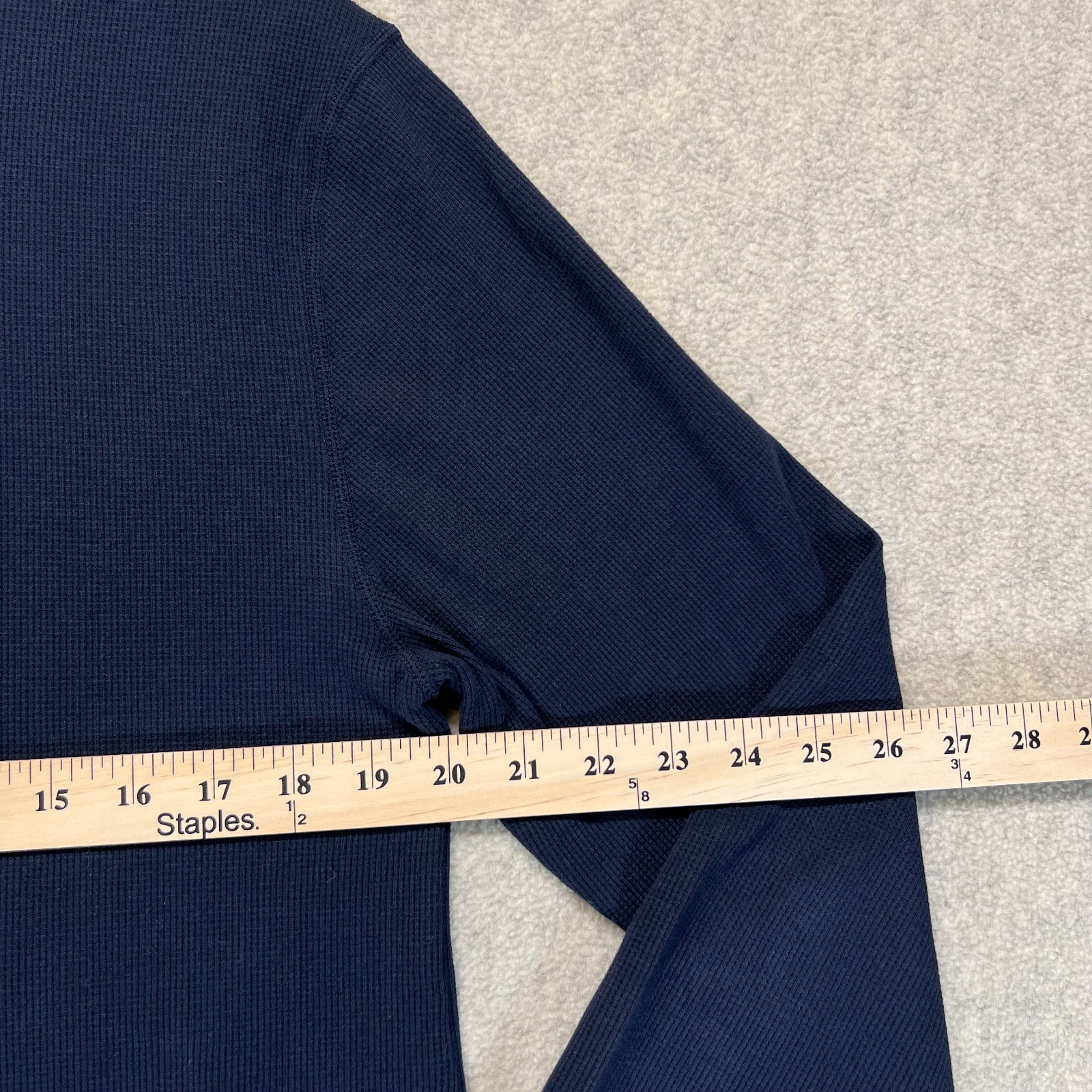 BYLT Mens Henley Shirt Tee Top Drop Cut Long Sleeve Navy Blue Outdoor Size M gallery