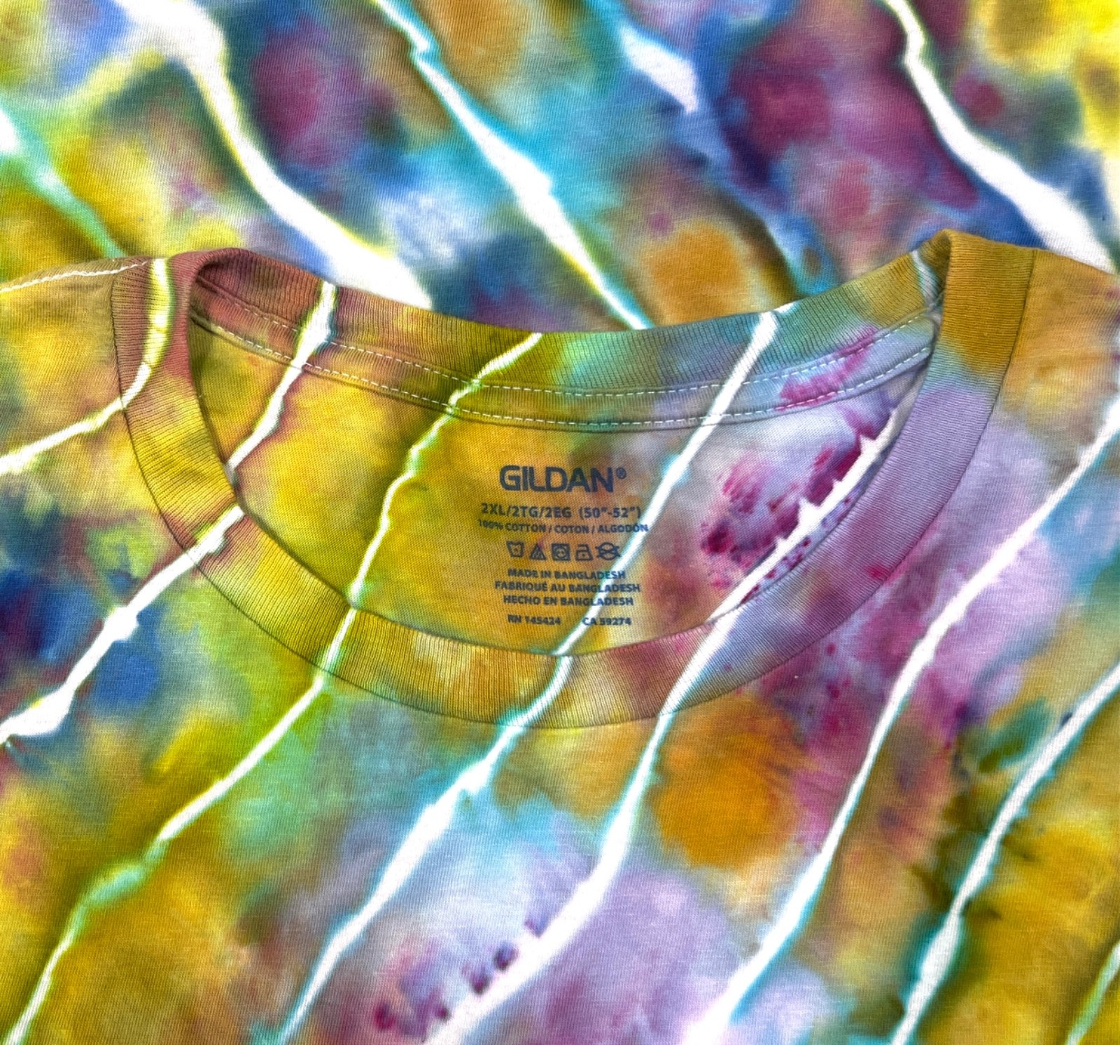 Handmade Ice Tie Dye T-Shirt 2XL Mens Womens Soft Cotton Rolled Ice Dye gallery