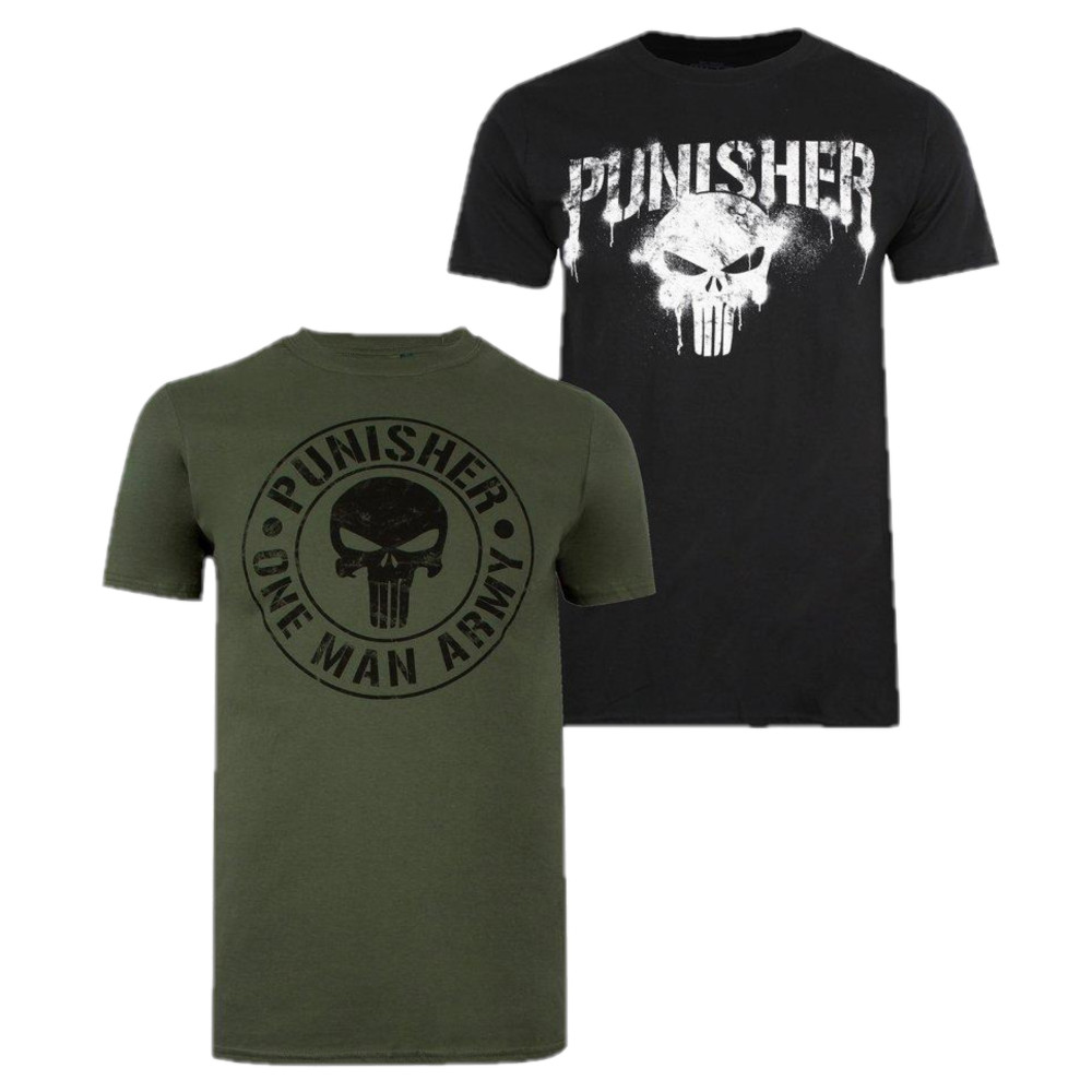 Punisher 2 Pack T-Shirt (Size S) Men’s Green And Black Graphic Top – New