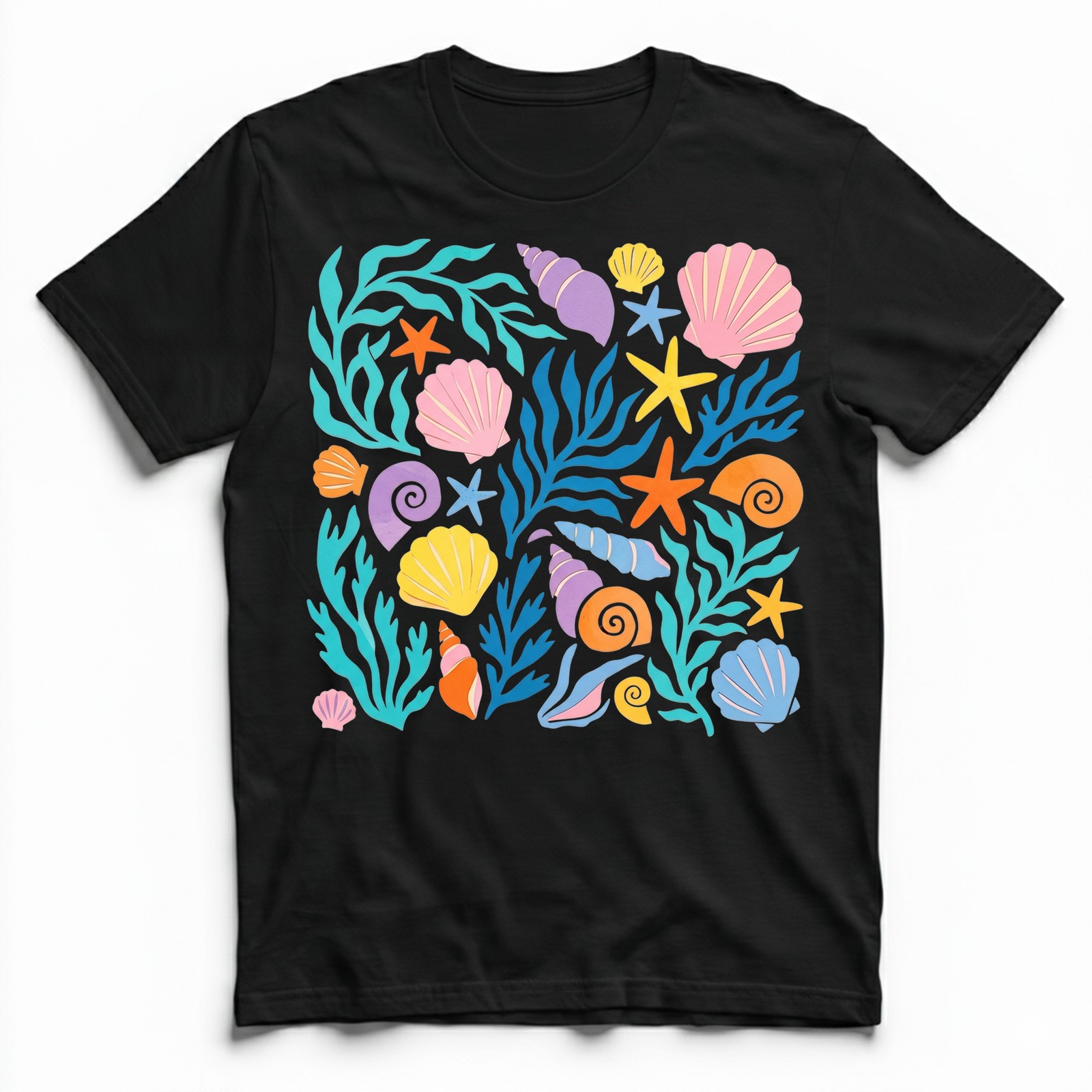 Colorful Seashells Starfish Coral T-Shirt Ocean Beach Summer Tee gallery