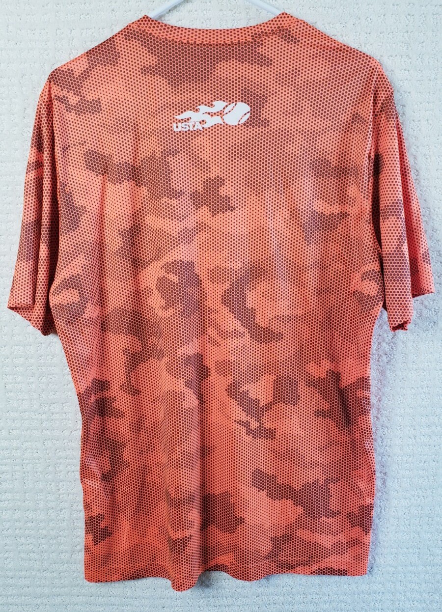Sport-Tek Men's L Orange CamoHex S Sleeve Tennis Tee USTA CCTA QuickDry ST370 gallery