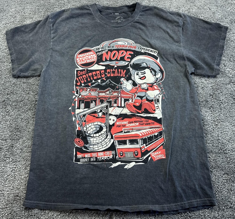 Universal Studios Nope Jupiters Claim Shirt Mens Large Gray Horror Graphic Tee