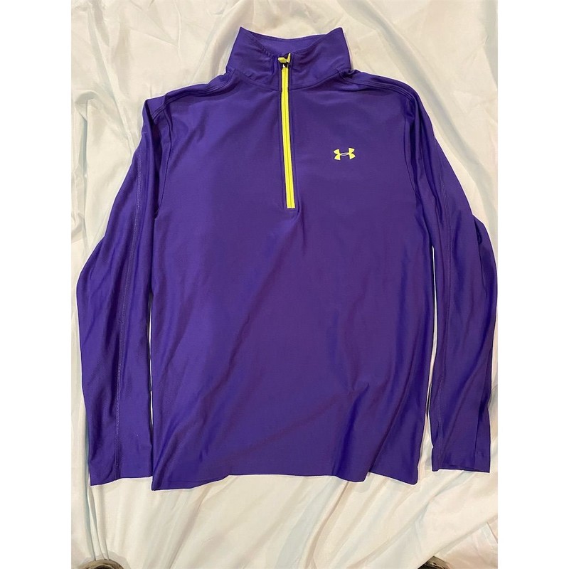 Under Armour Coldgear Women’s 1/4 Zip Pullover Purple Yellow Size S Running Golf