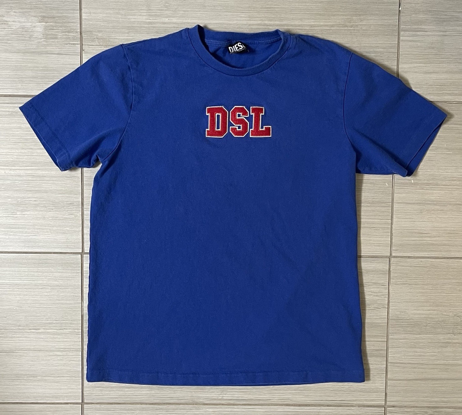 Diesel Venice State Embroidered Blue T Shirt Double Sided Men’s Fits Large (XL) gallery
