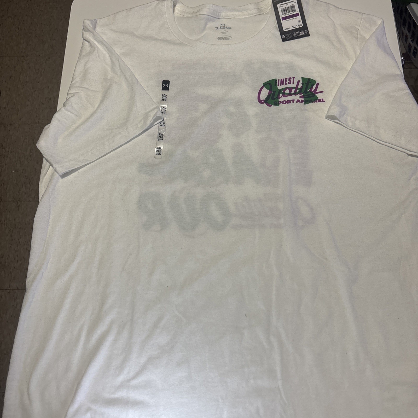 Under Armour Men's Extra Large XXL 2XL Vintage Type T-Shirt White Loose NWT gallery